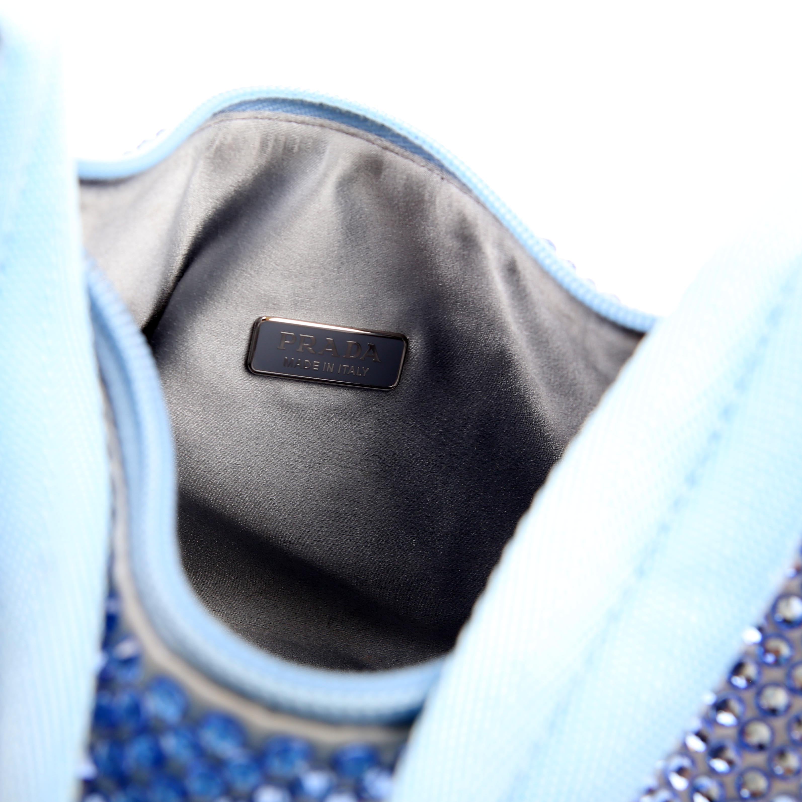 Prada 1BC515 Satin Crystal Re-Edition 2000 Mini Bag Blue