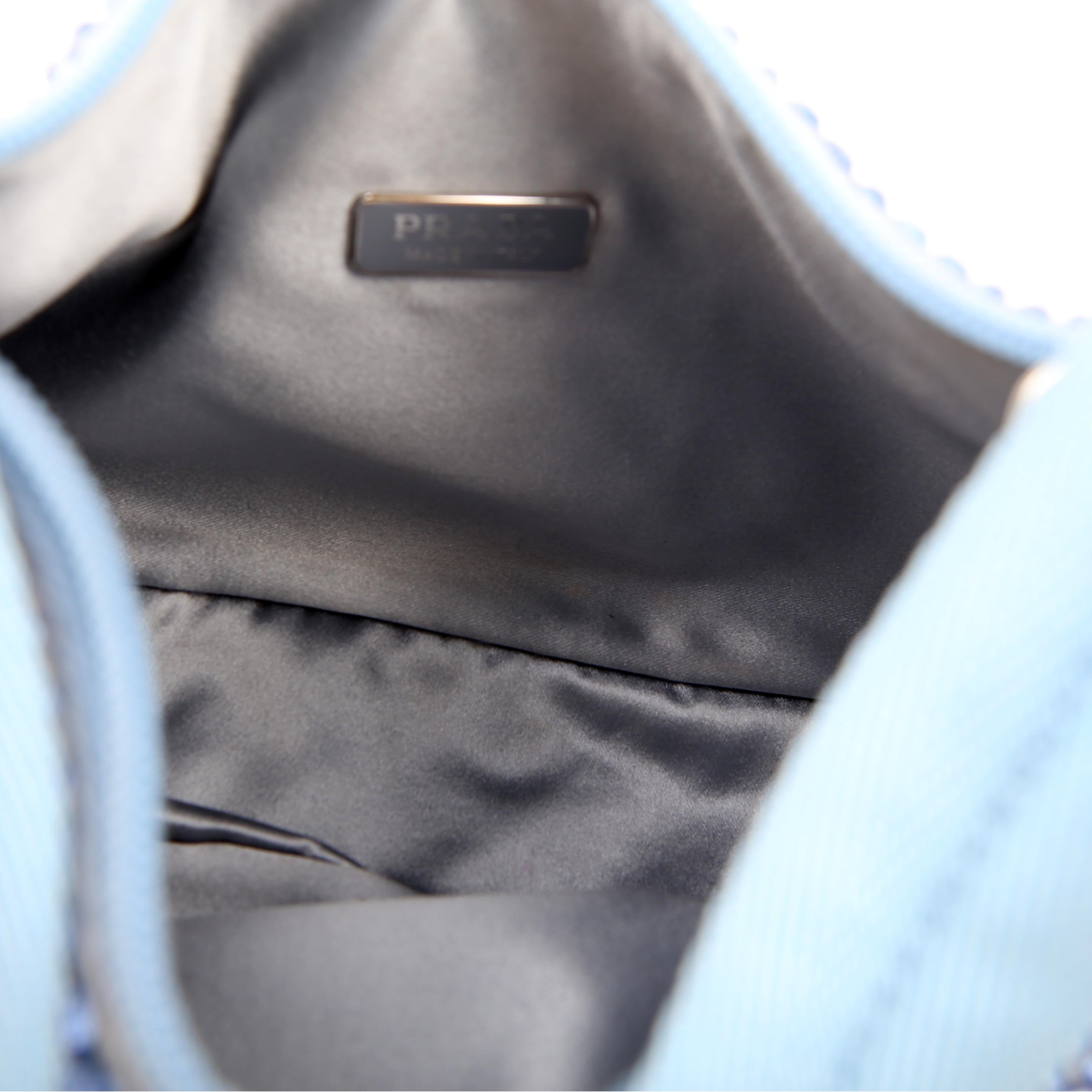 Prada 1BC515 Satin Crystal Re-Edition 2000 Mini Bag Blue
