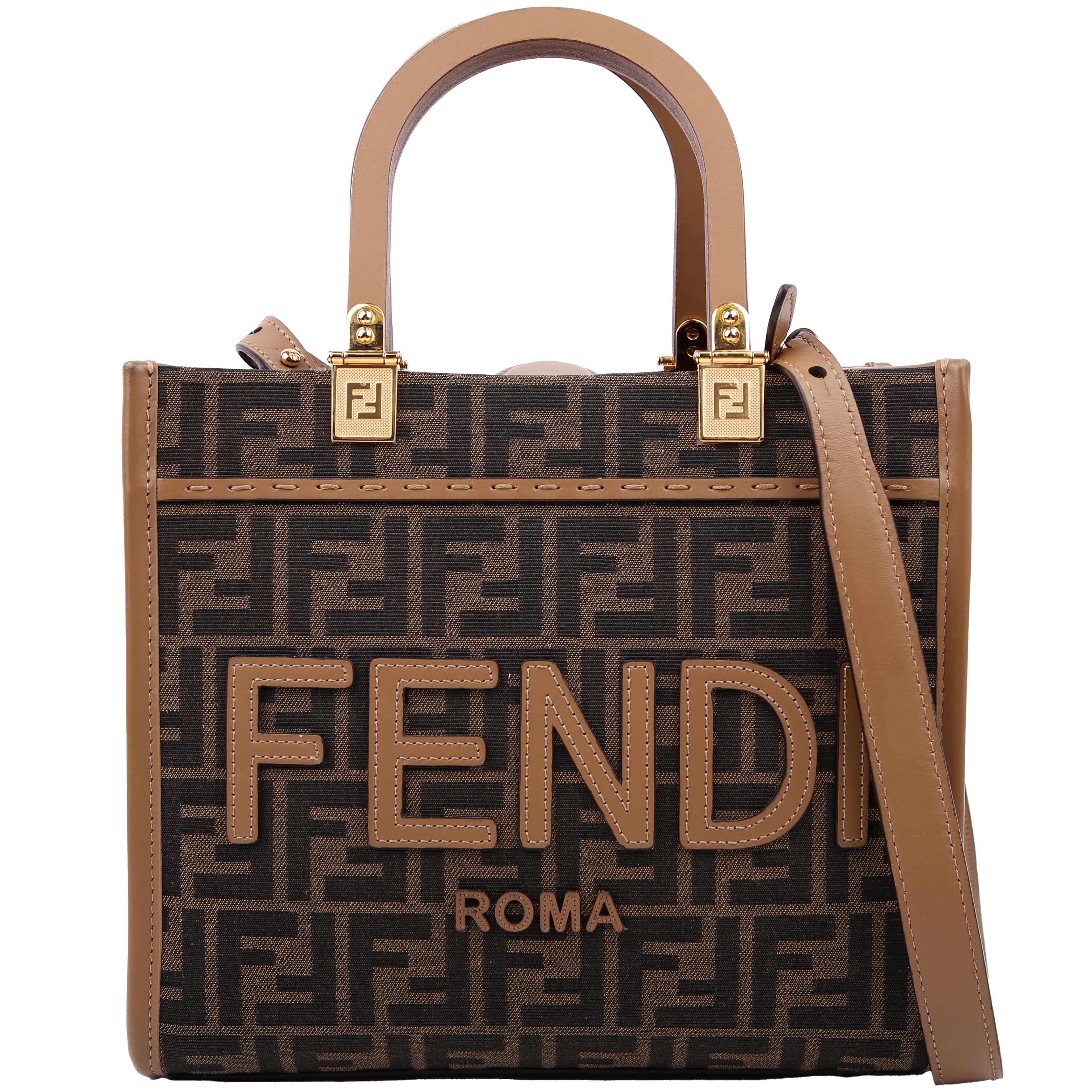 Fendi Sunshine Shopper Small FF Canvas Brown