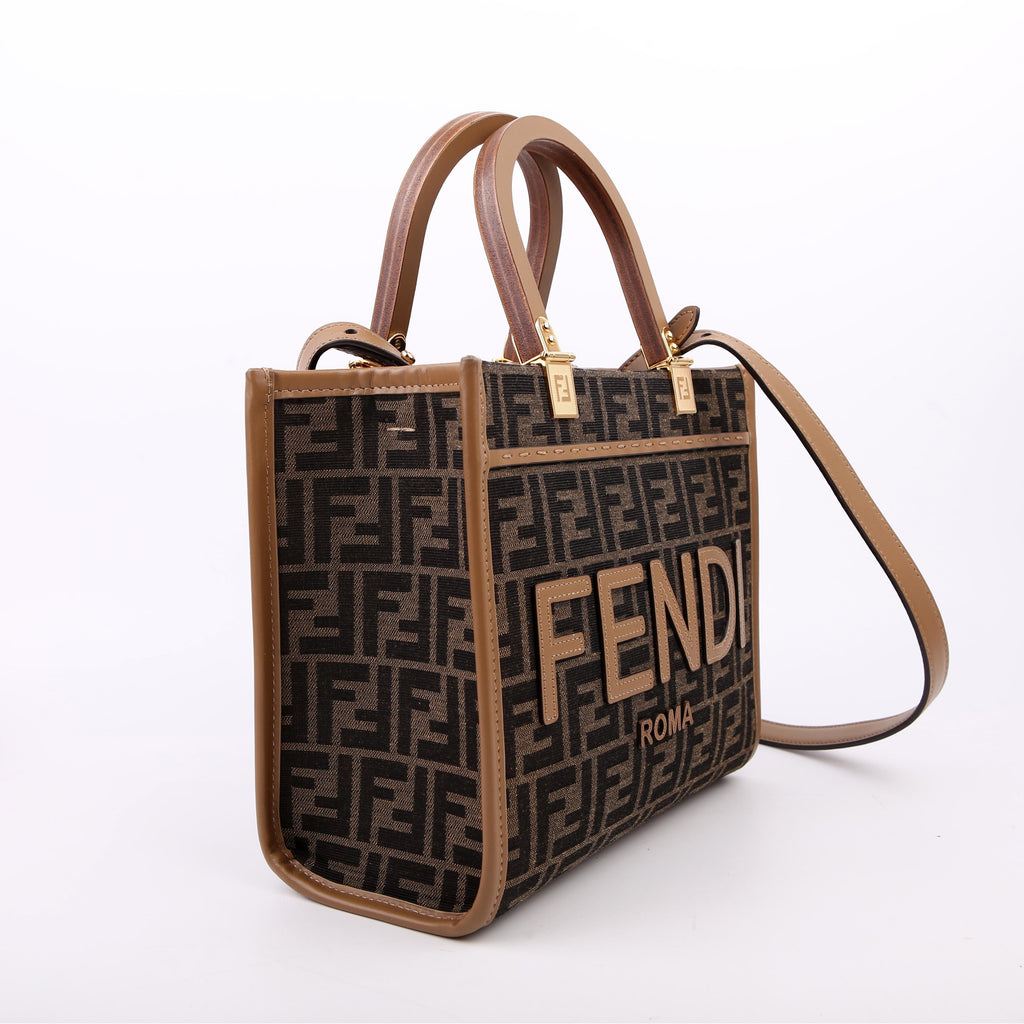 Fendi Sunshine Shopper Small FF Canvas Brown
