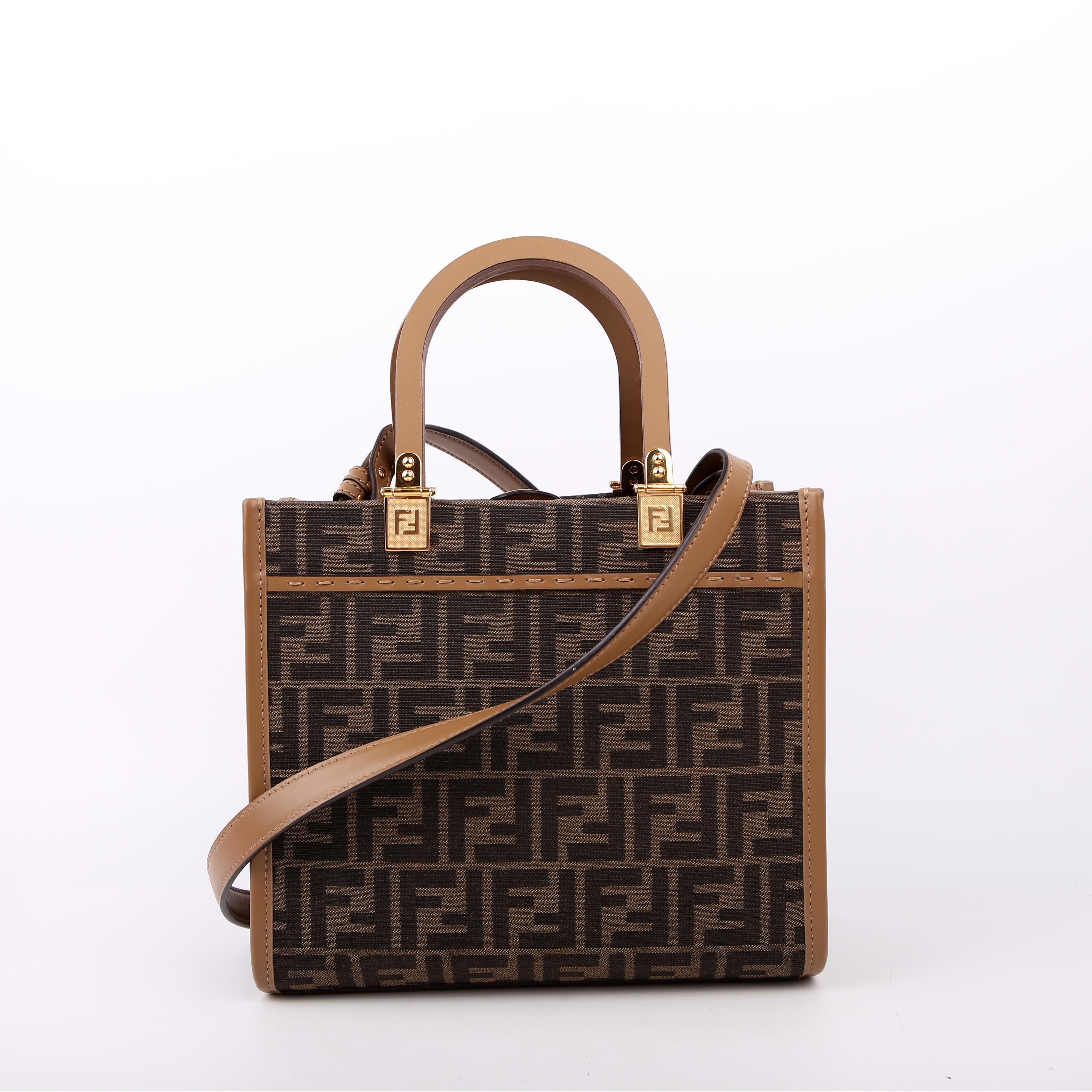Fendi Sunshine Shopper Small FF Canvas Brown