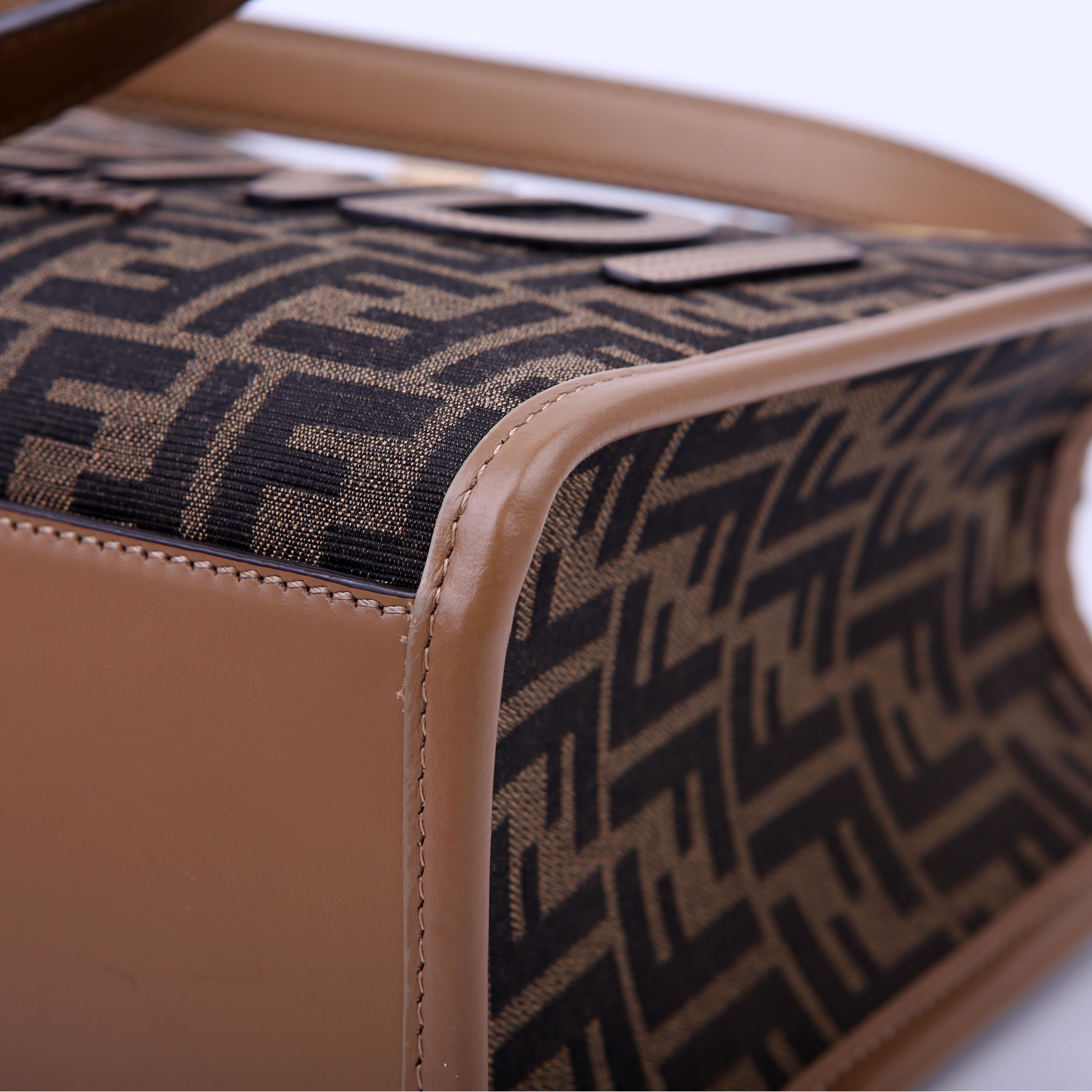 Fendi Sunshine Shopper Small FF Canvas Brown