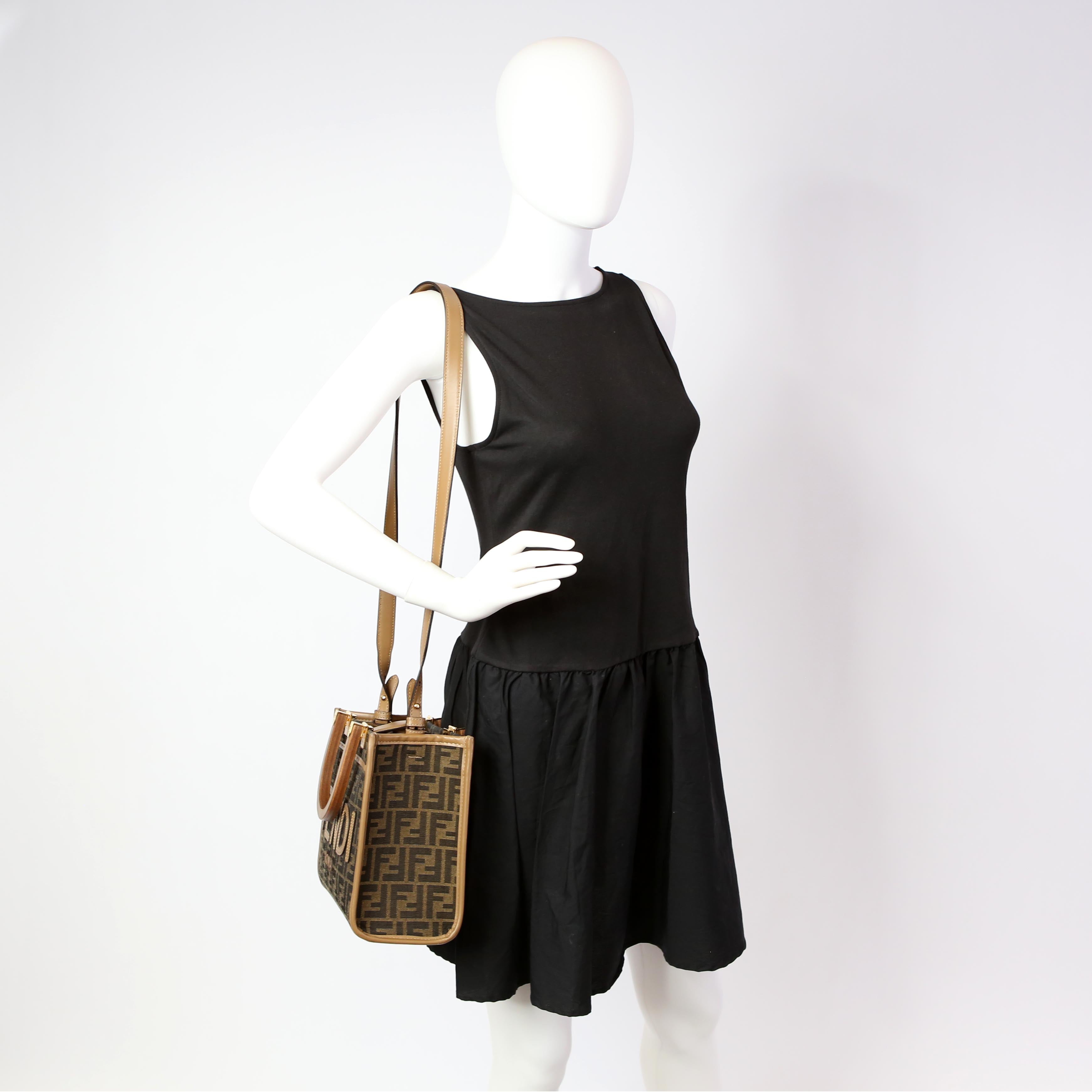 Fendi Sunshine Shopper Small FF Canvas Brown