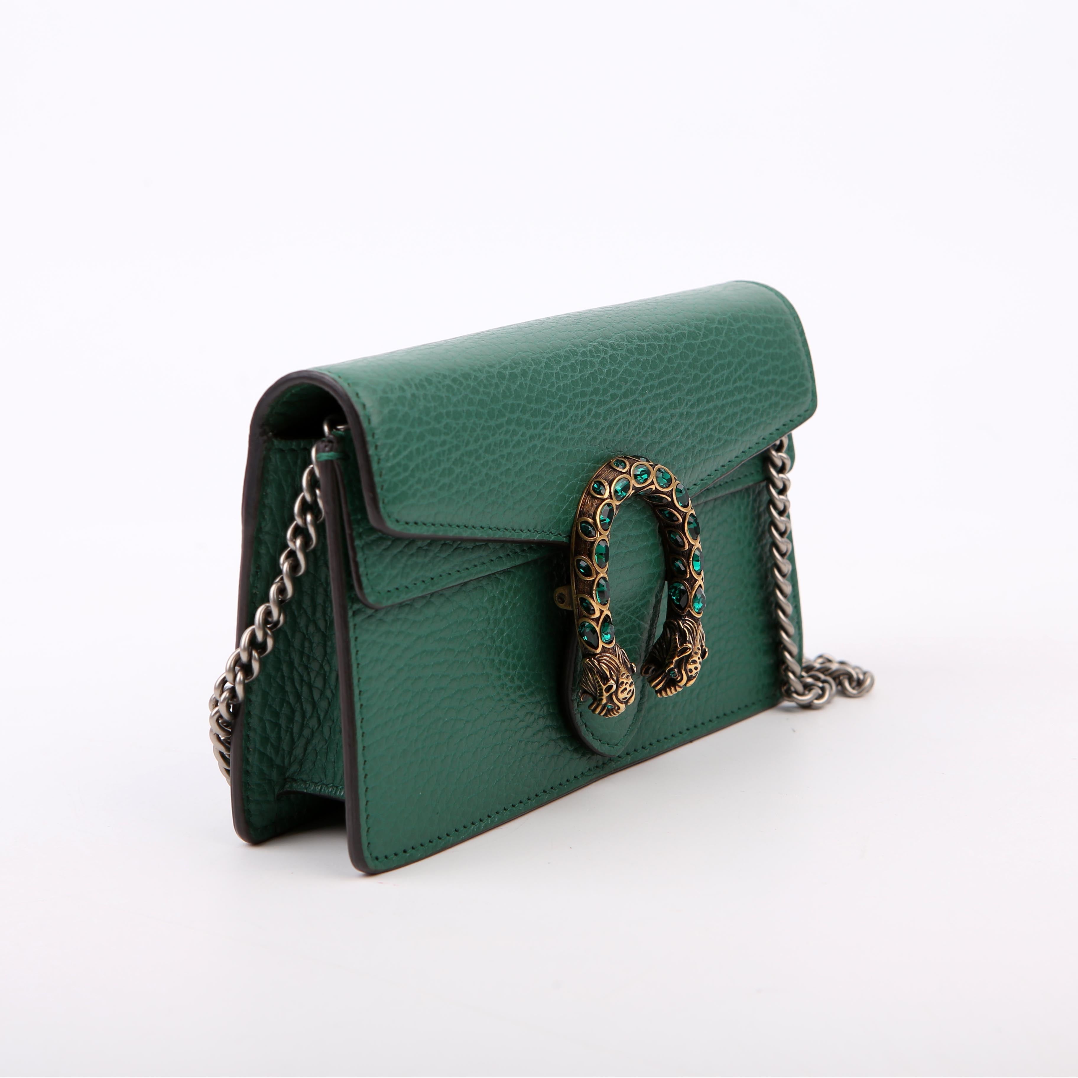 Gucci 476432 Dionysus Leather Super Mini Green