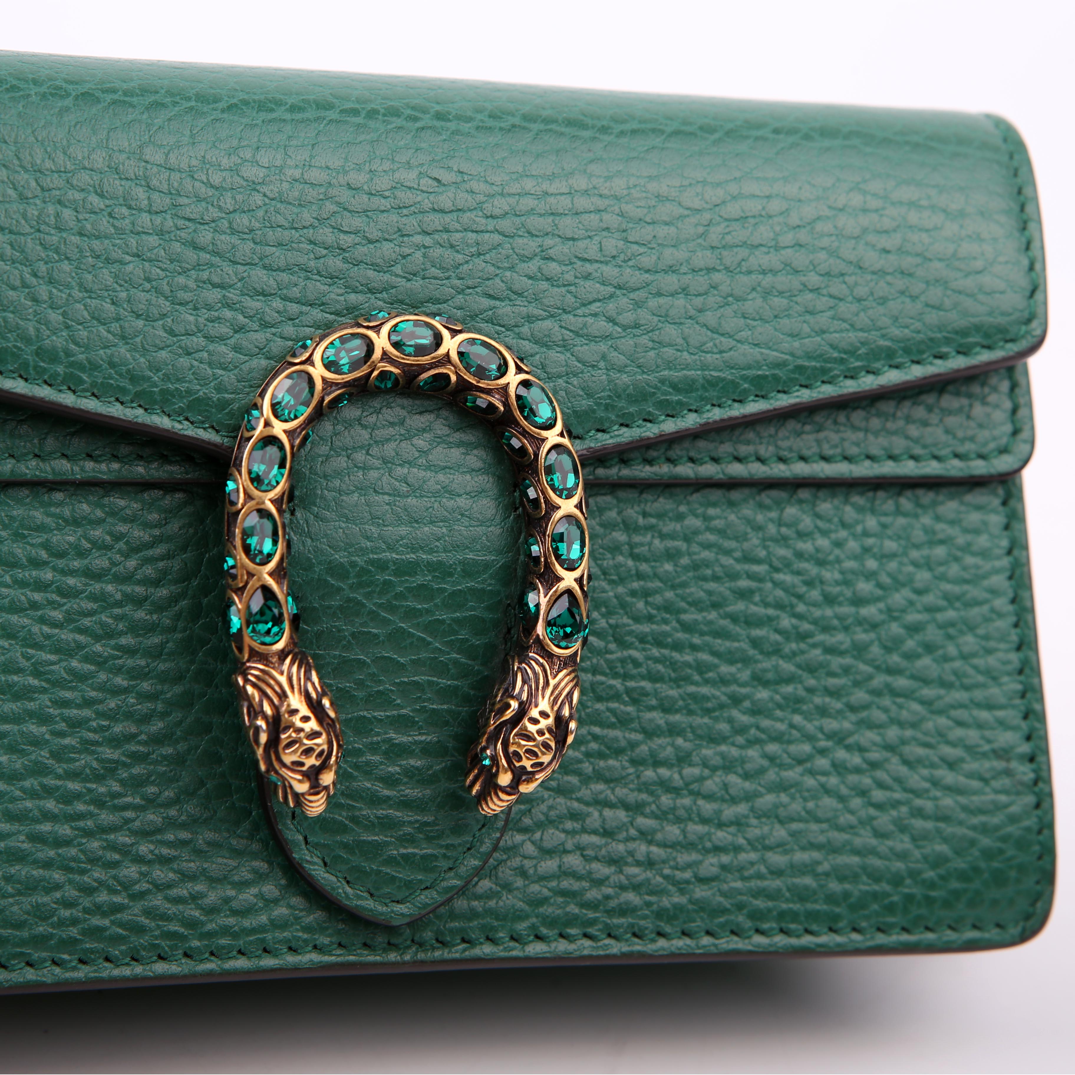 Gucci 476432 Dionysus Leather Super Mini Green