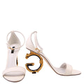 Sculpted Baroque Logo Heels Size 40.5 White/Gold