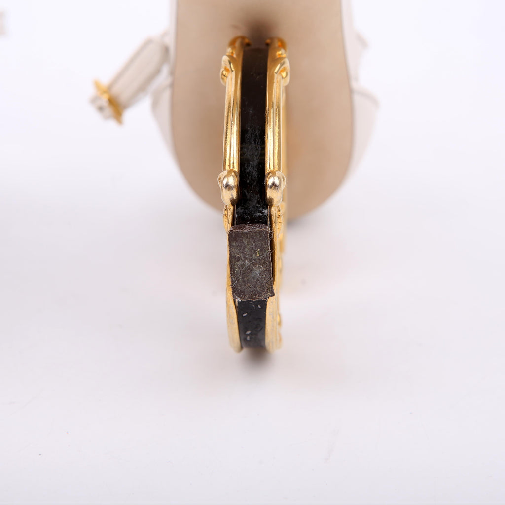 Sculpted Baroque Logo Heels Size 40.5 White/Gold