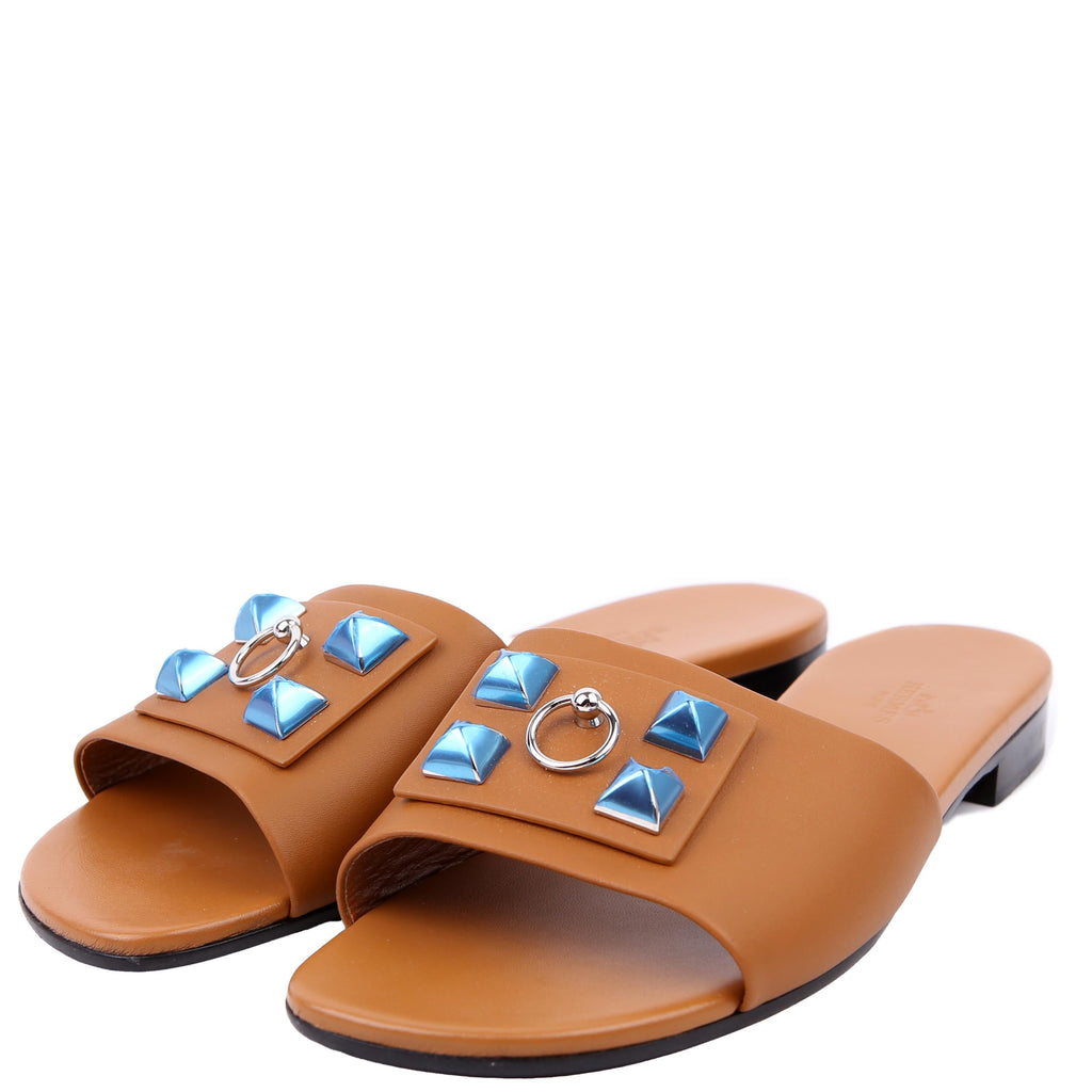 Hermes Dune Sandals Size 39 Brown