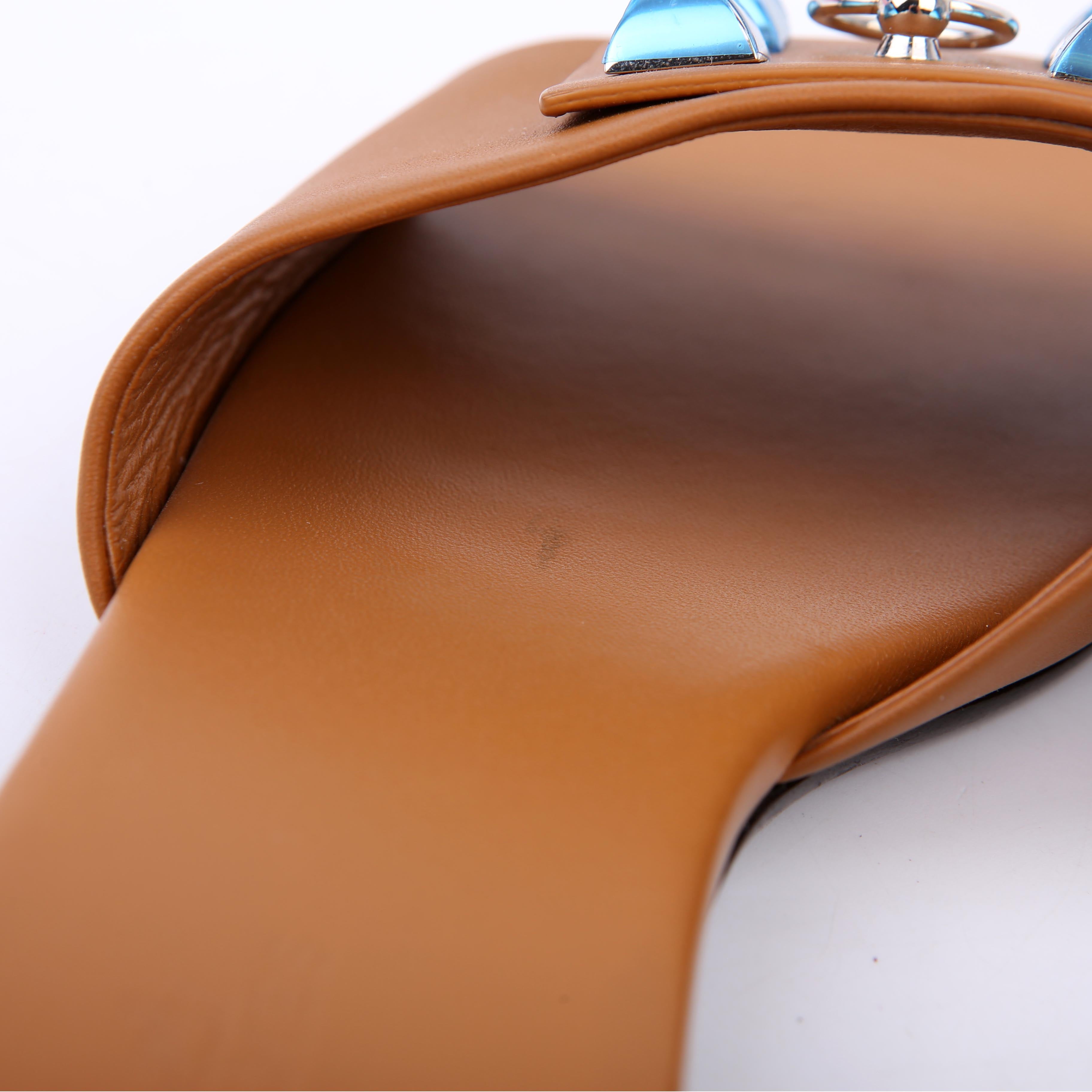 Hermes Dune Sandals Size 39 Brown