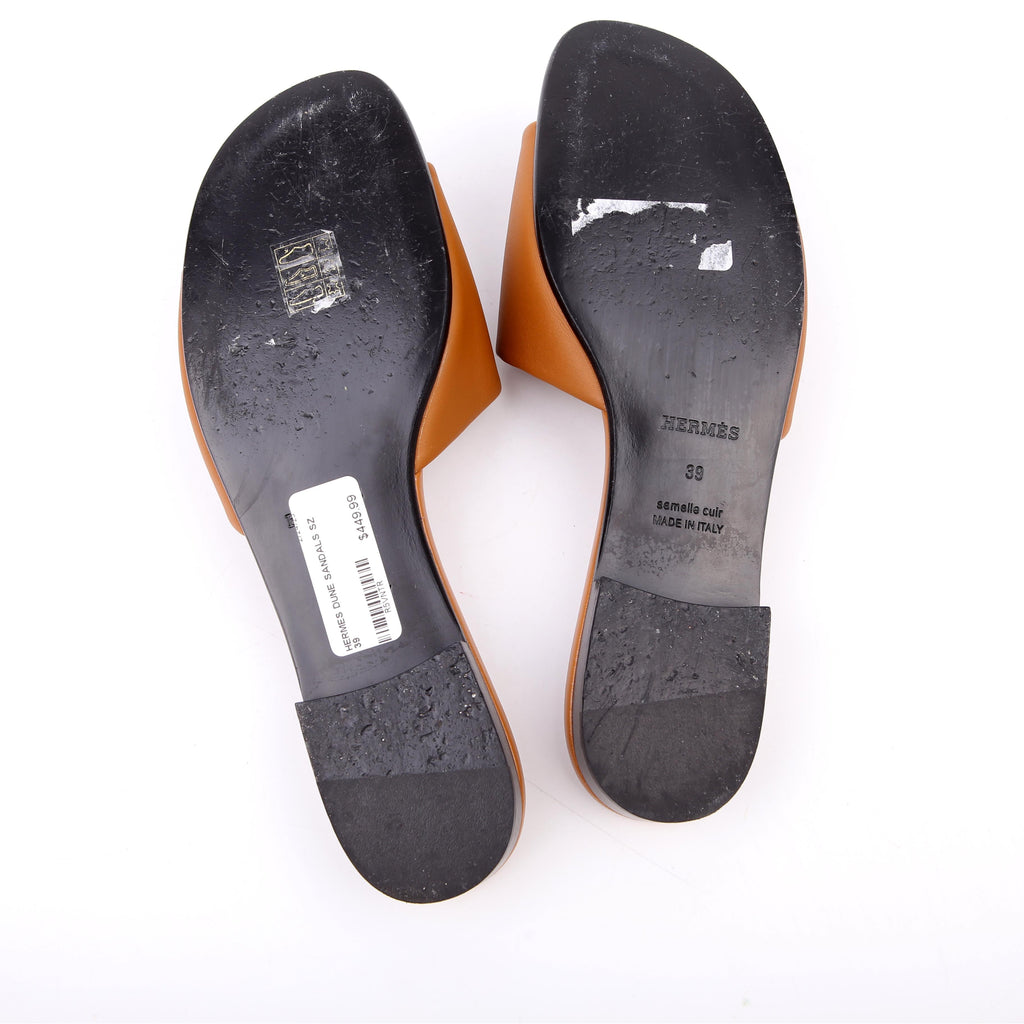 Hermes Dune Sandals Size 39 Brown