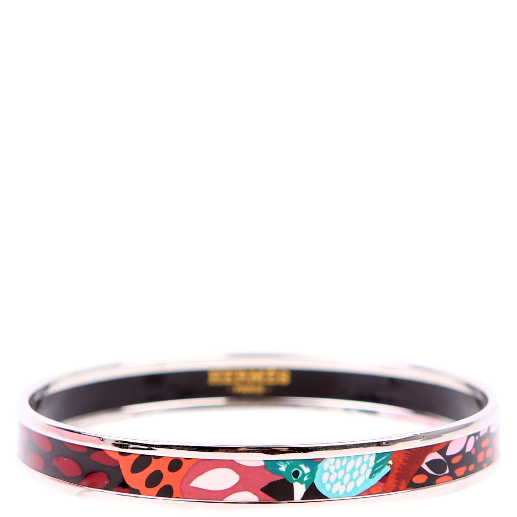 Hermes Printed Enamel Narrow Bangle Bracelet