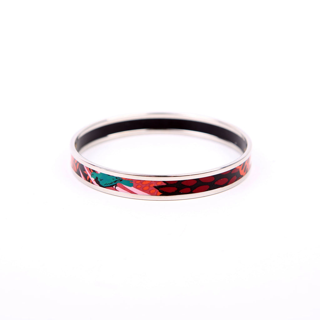 Hermes Printed Enamel Narrow Bangle Bracelet