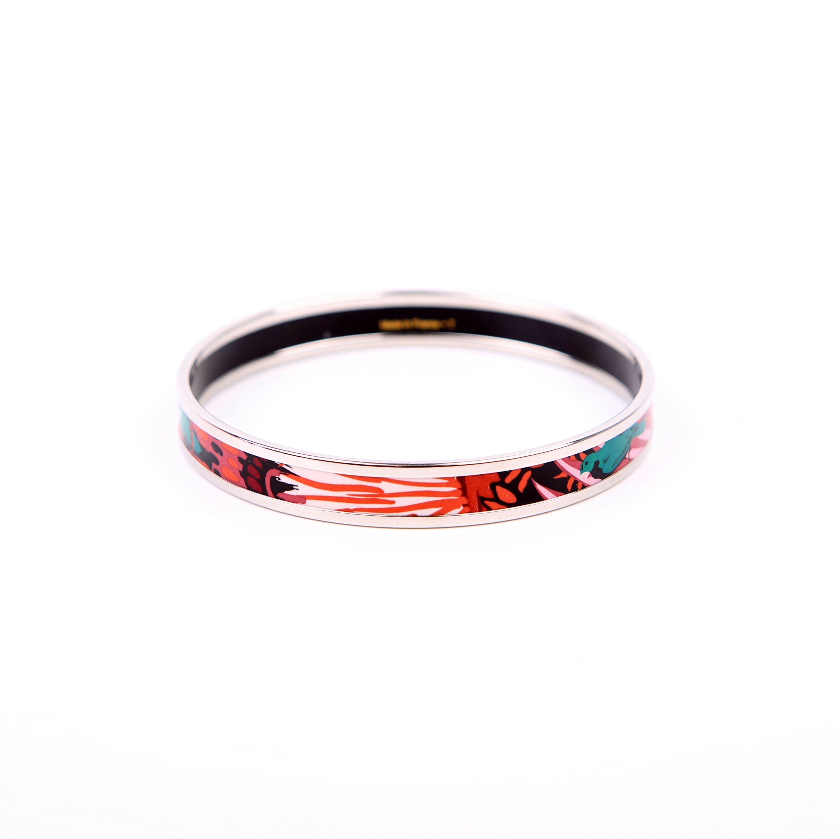 Hermes Printed Enamel Narrow Bangle Bracelet