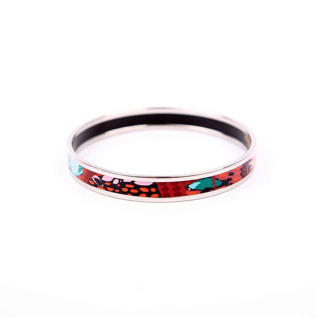 Hermes Printed Enamel Narrow Bangle Bracelet