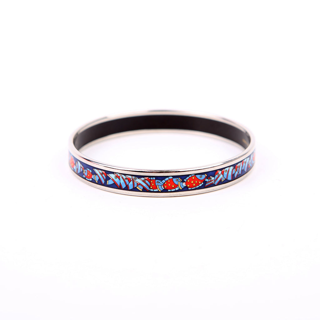 Hermes Printed Enamel Narrow Bangle Bracelet