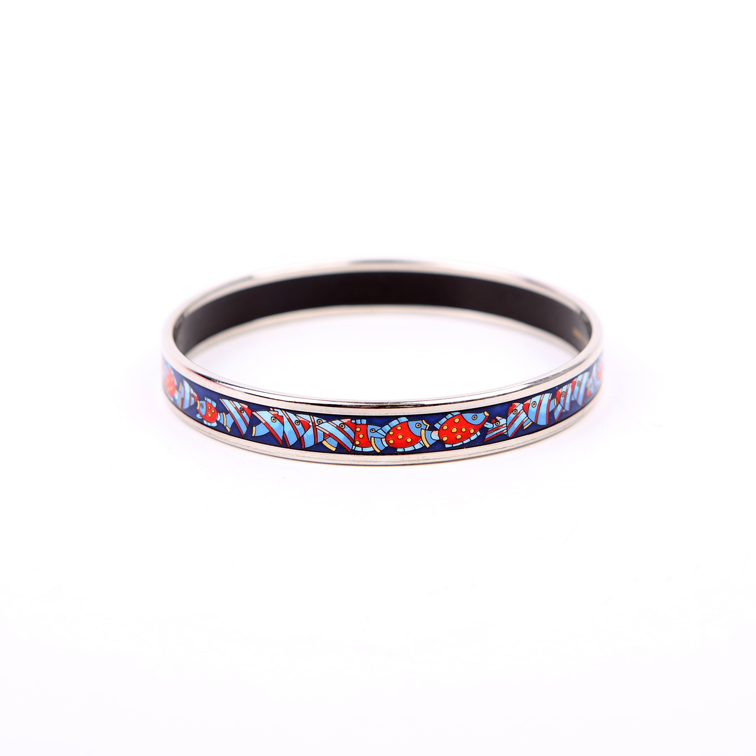 Hermes Printed Enamel Narrow Bangle Bracelet