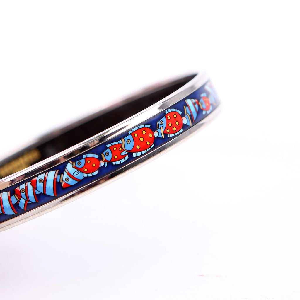 Hermes Printed Enamel Narrow Bangle Bracelet