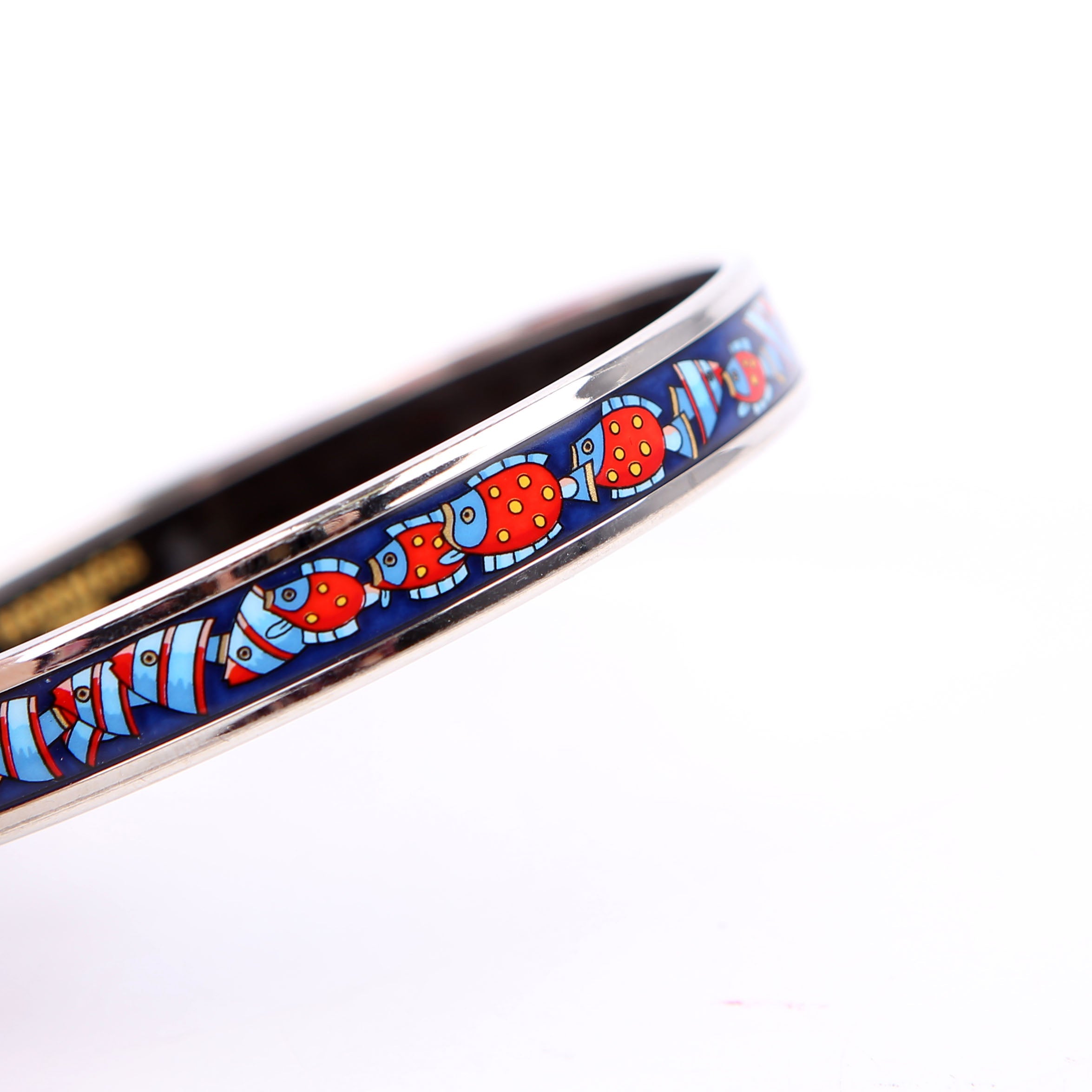 Hermes Printed Enamel Narrow Bangle Bracelet