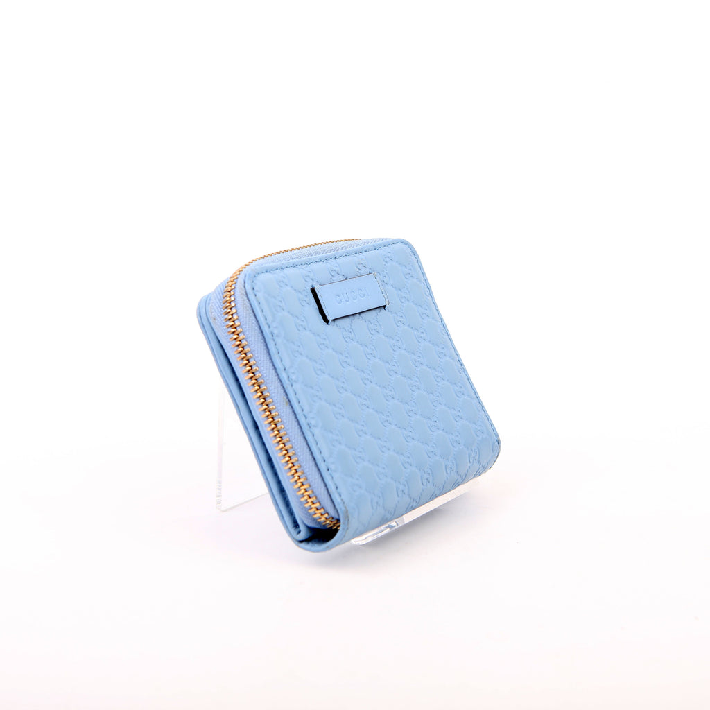 Gucci 449395 Guccissima Compact Wallet Blue