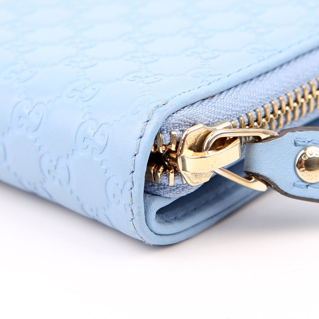 Gucci 449395 Guccissima Compact Wallet Blue