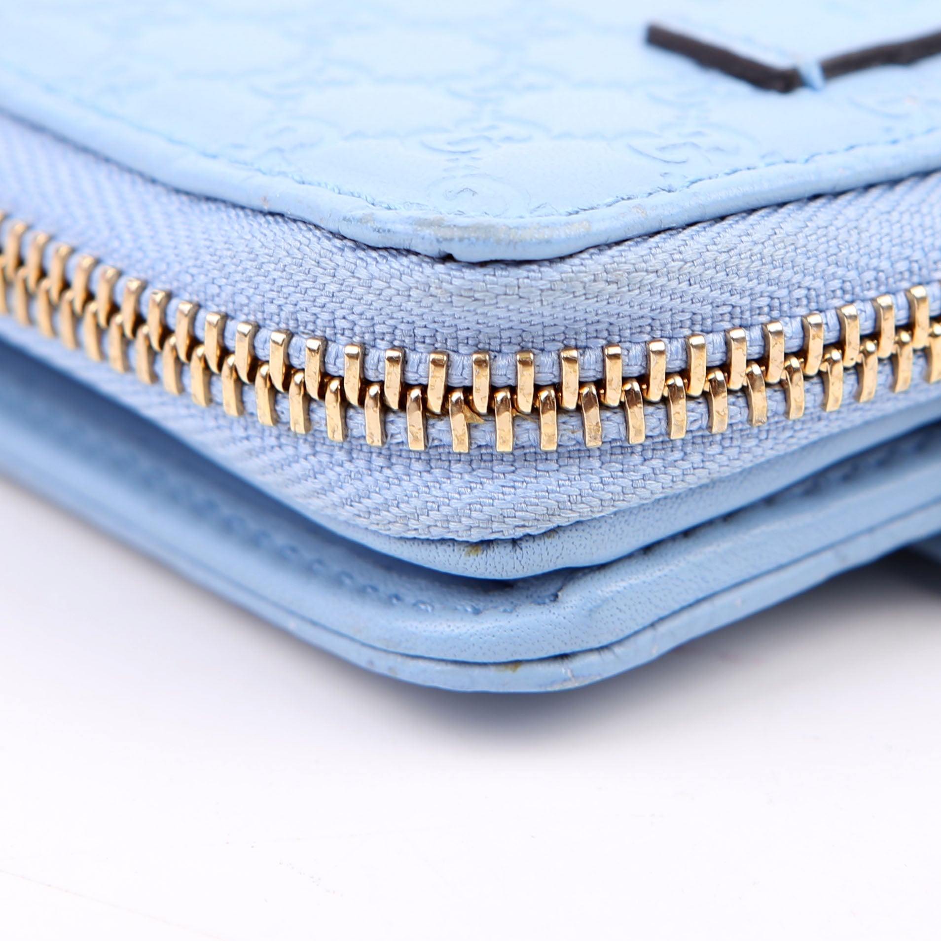 Gucci 449395 Guccissima Compact Wallet Blue