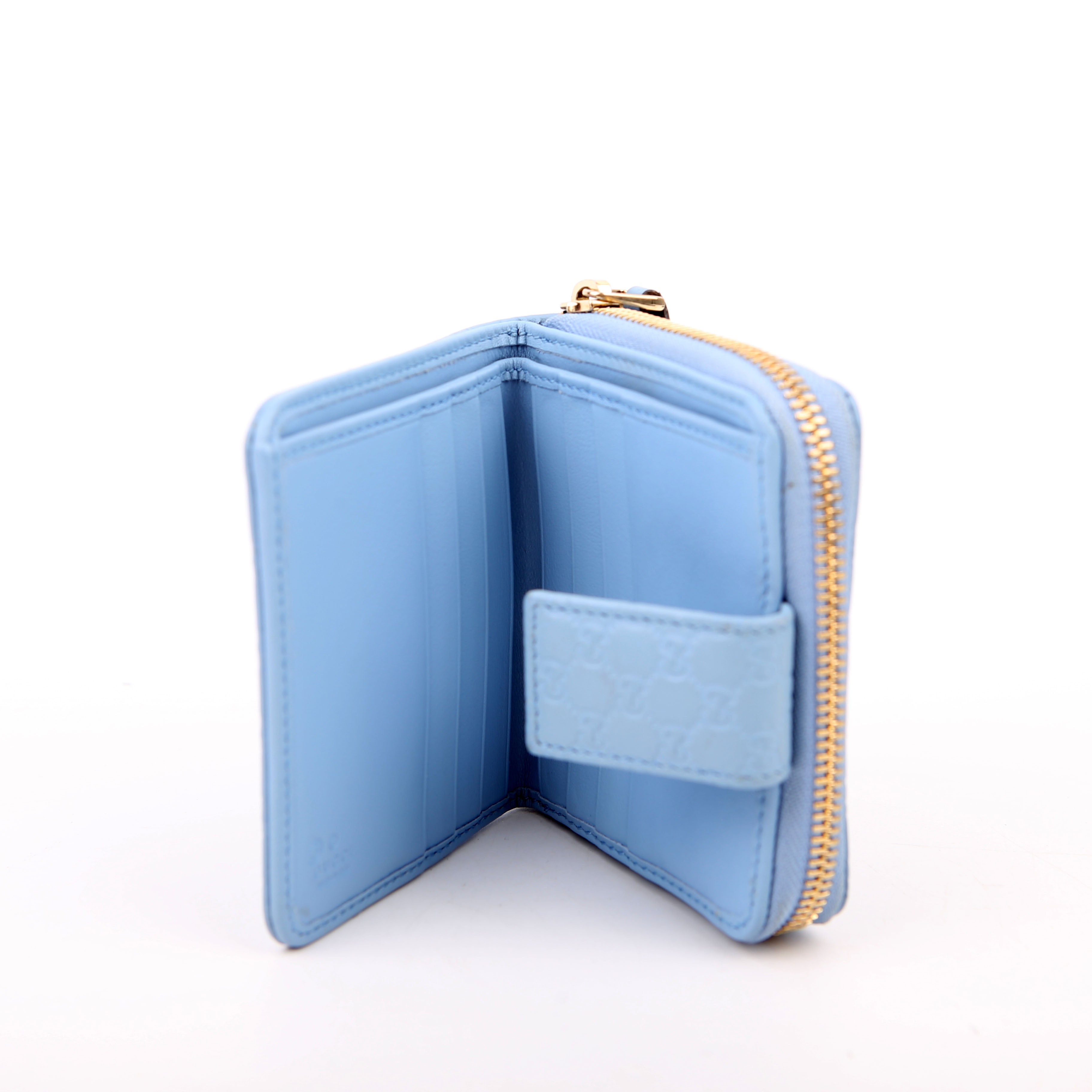 Gucci 449395 Guccissima Compact Wallet Blue
