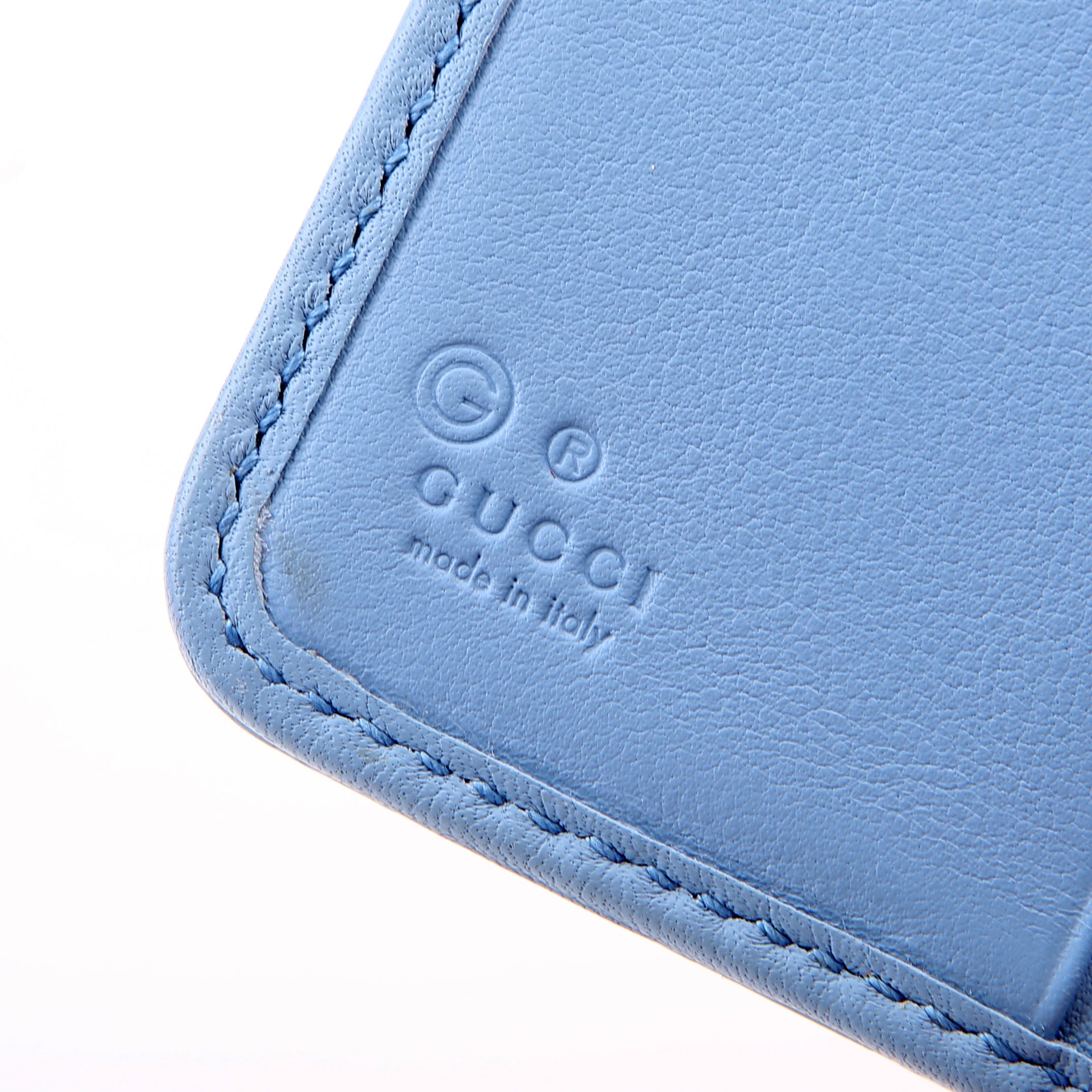 Gucci 449395 Guccissima Compact Wallet Blue