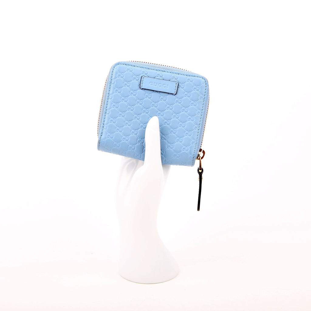 Gucci 449395 Guccissima Compact Wallet Blue
