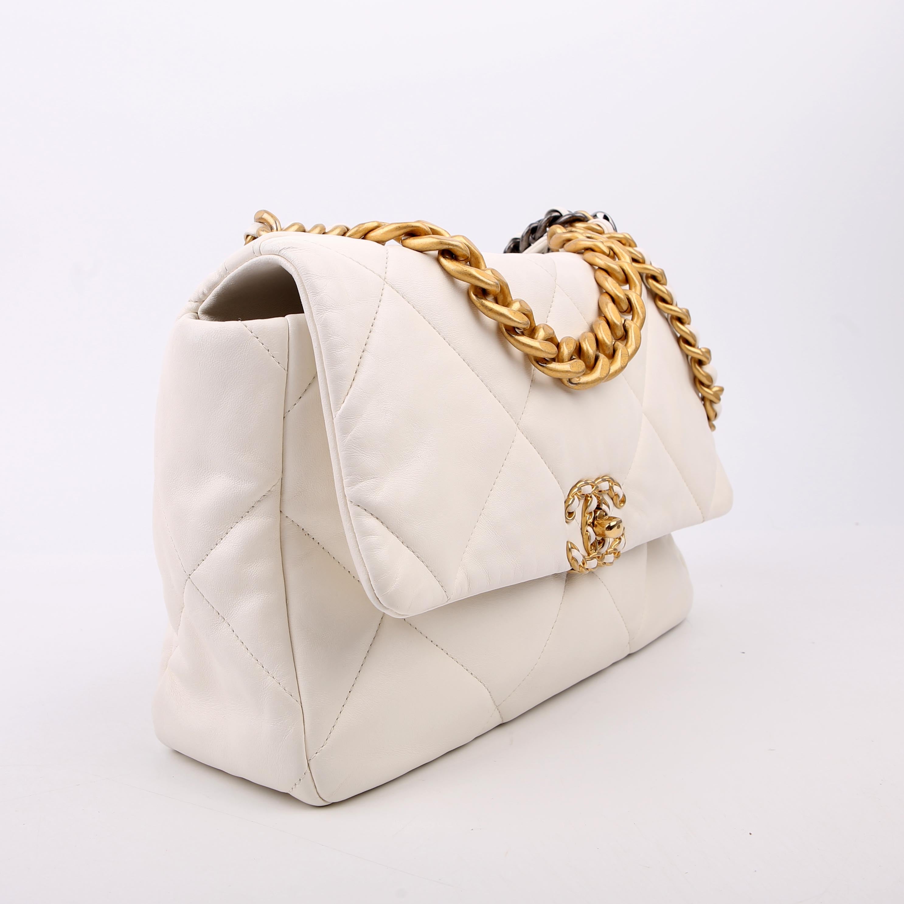 Quilted Goatskin 19 Large Flap White