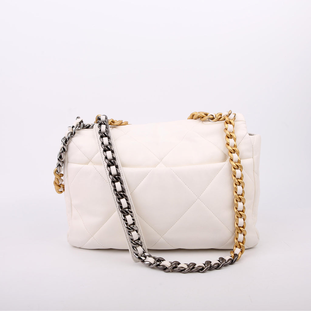 Quilted Goatskin 19 Large Flap White