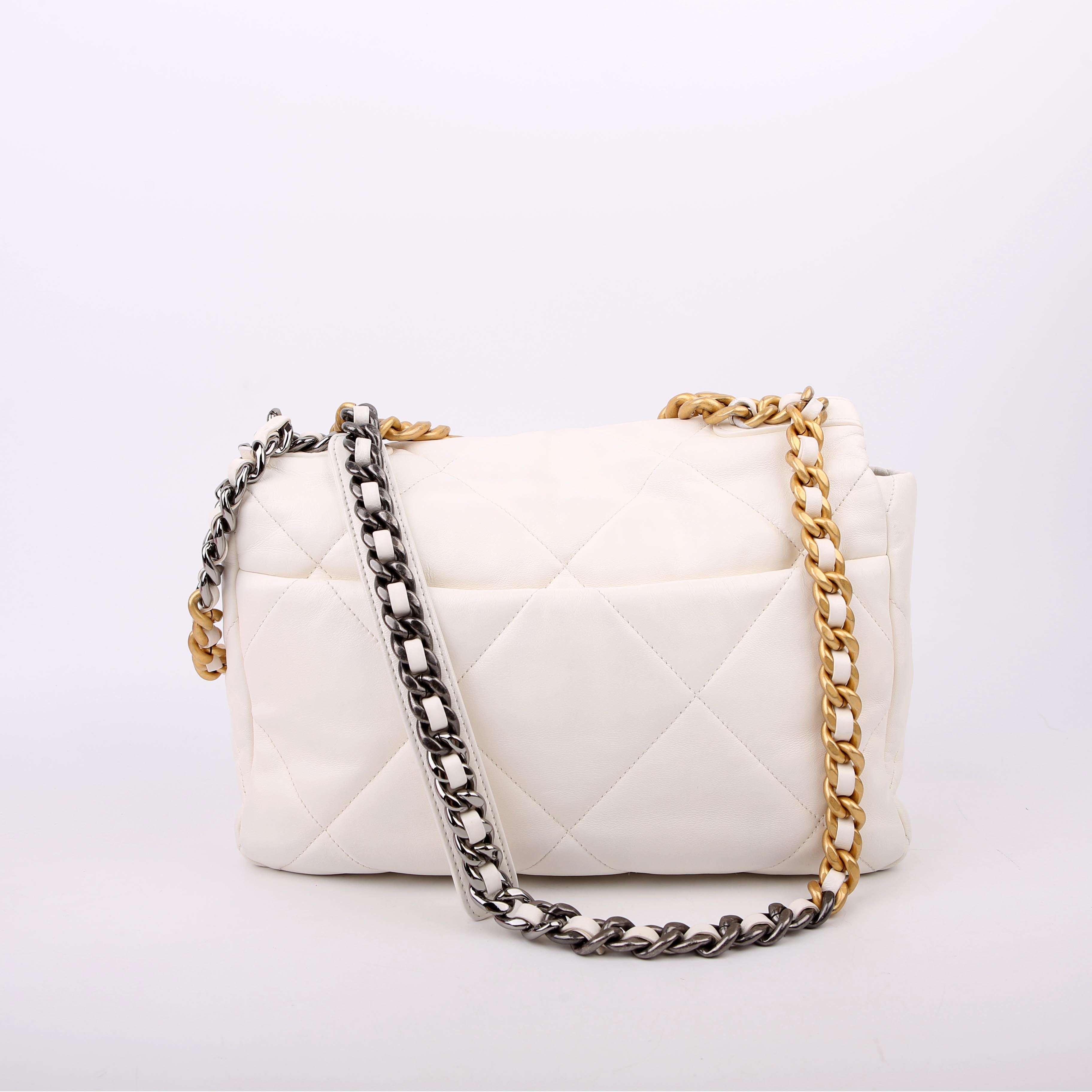 Quilted Goatskin 19 Large Flap White