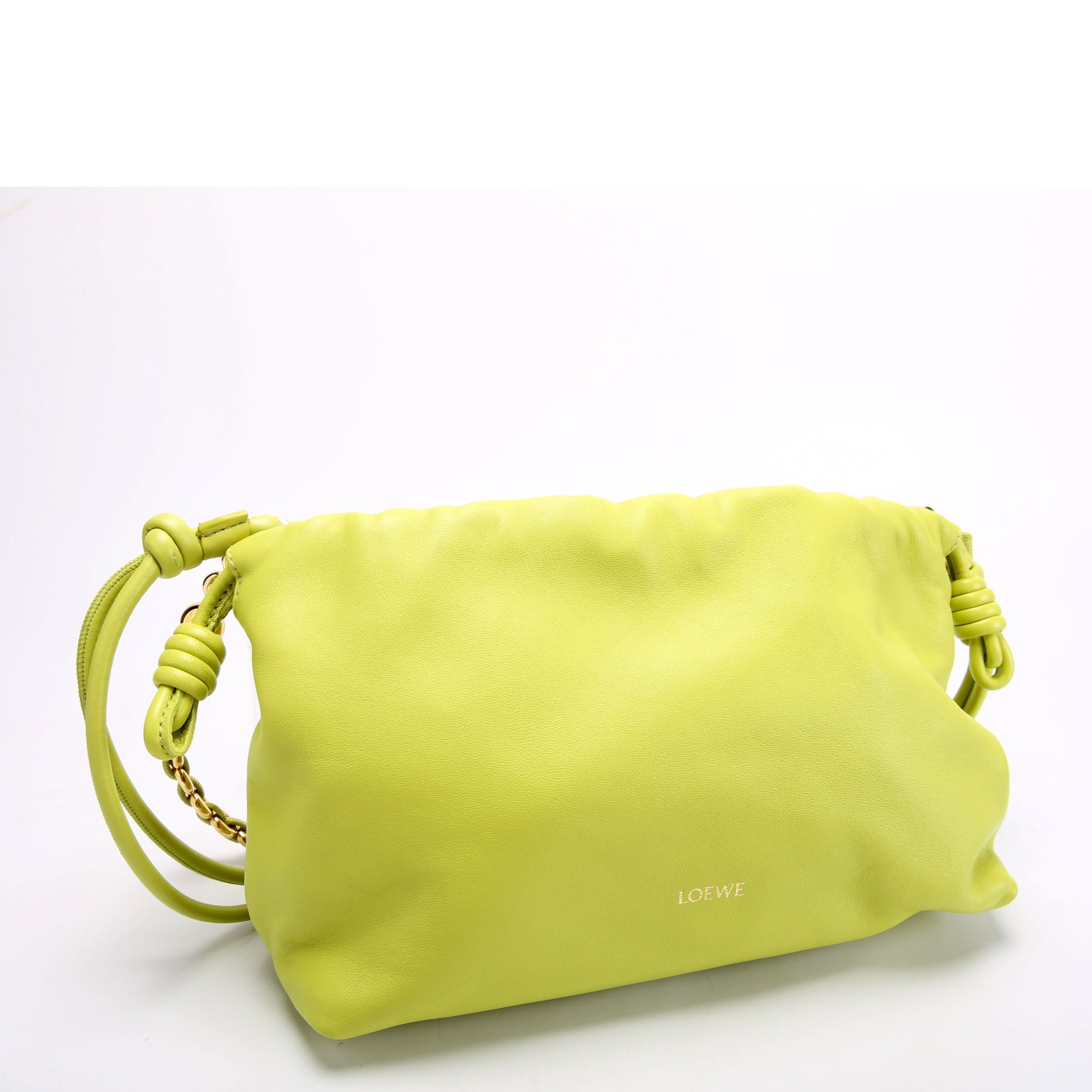 Flamenco Knot Clutch Medium Lambskin Green