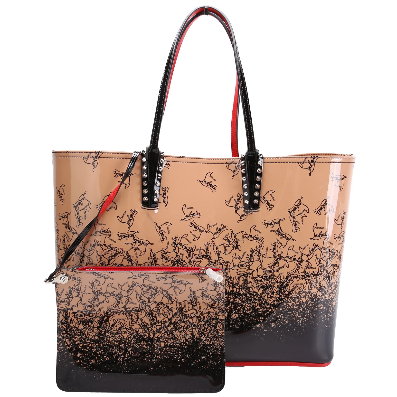 Cabata Tote With Pouch Patent Tan/Black