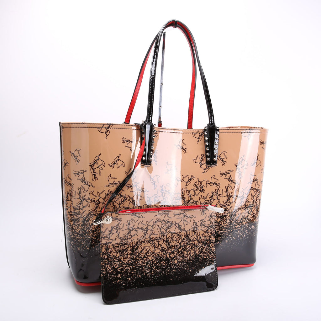 Cabata Tote With Pouch Patent Tan/Black