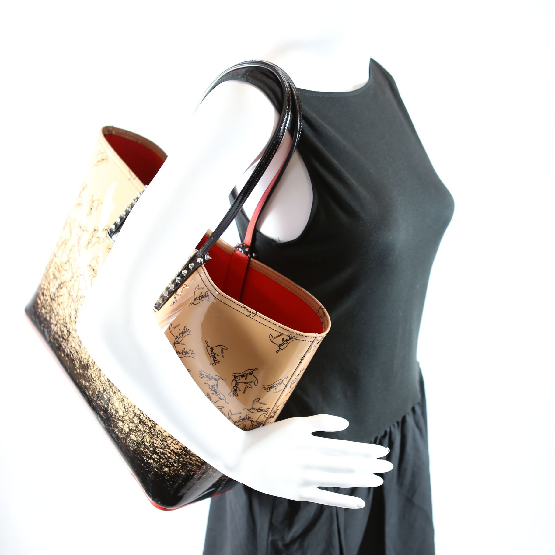 Cabata Tote With Pouch Patent Tan/Black