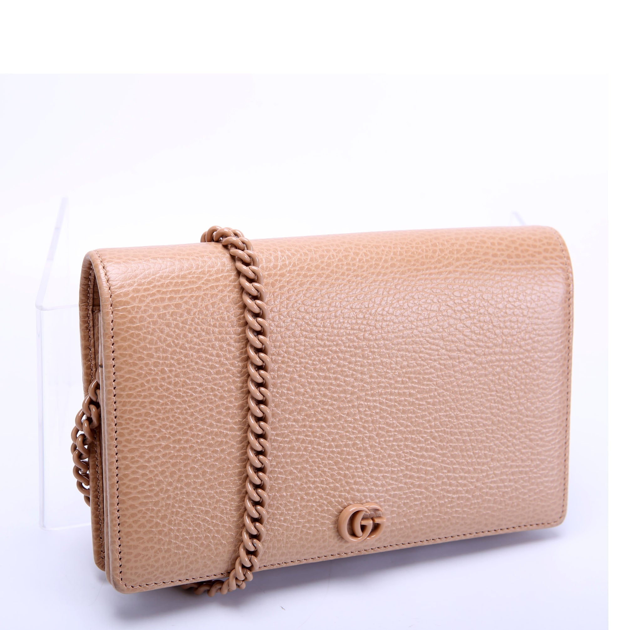 Gucci 497985 Marmont Mini Chain Bag Tan