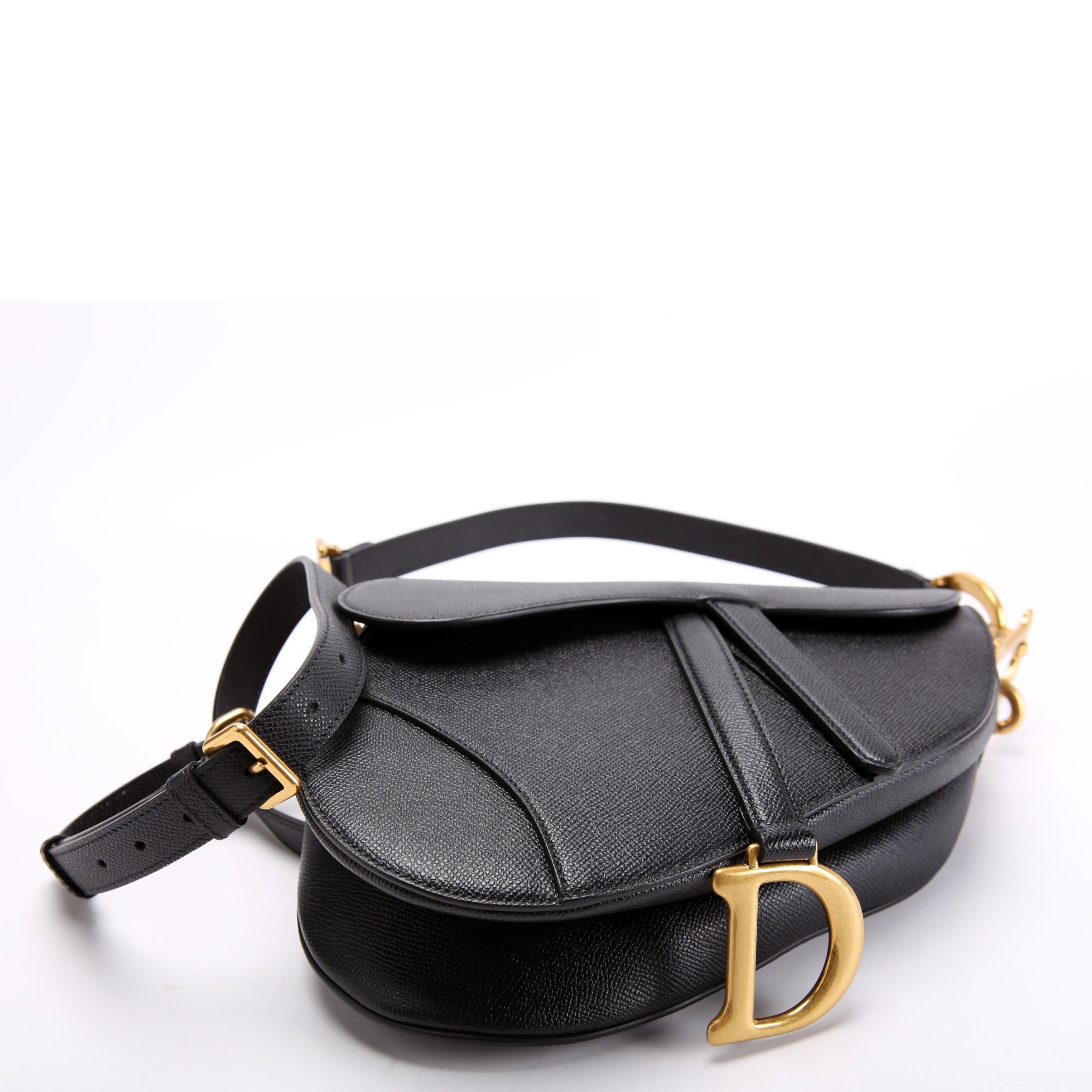 Saddle Bag with Strap Grained Leather
