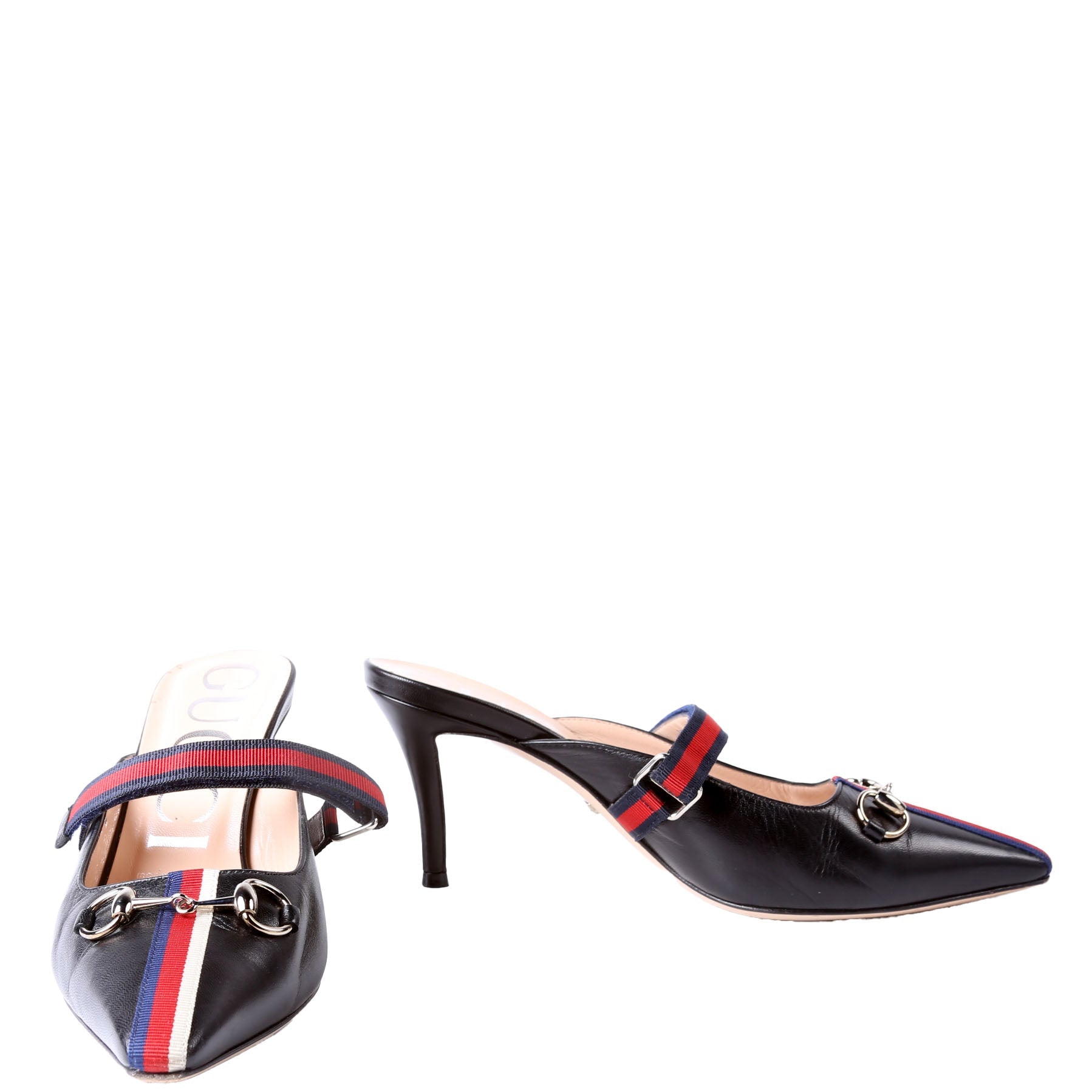 Horsebit Striped Mules Size 36.5 Black
