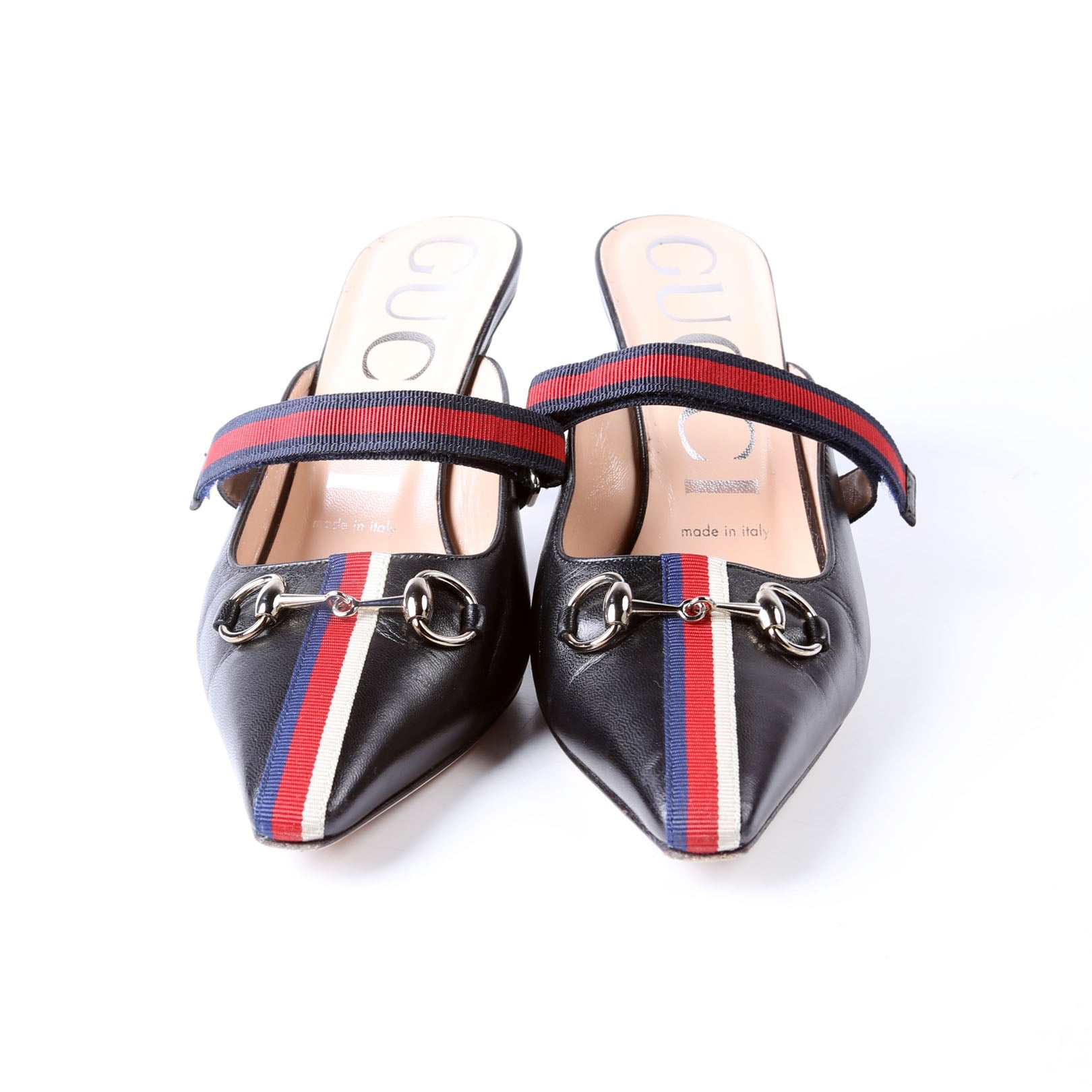 Horsebit Striped Mules Size 36.5 Black