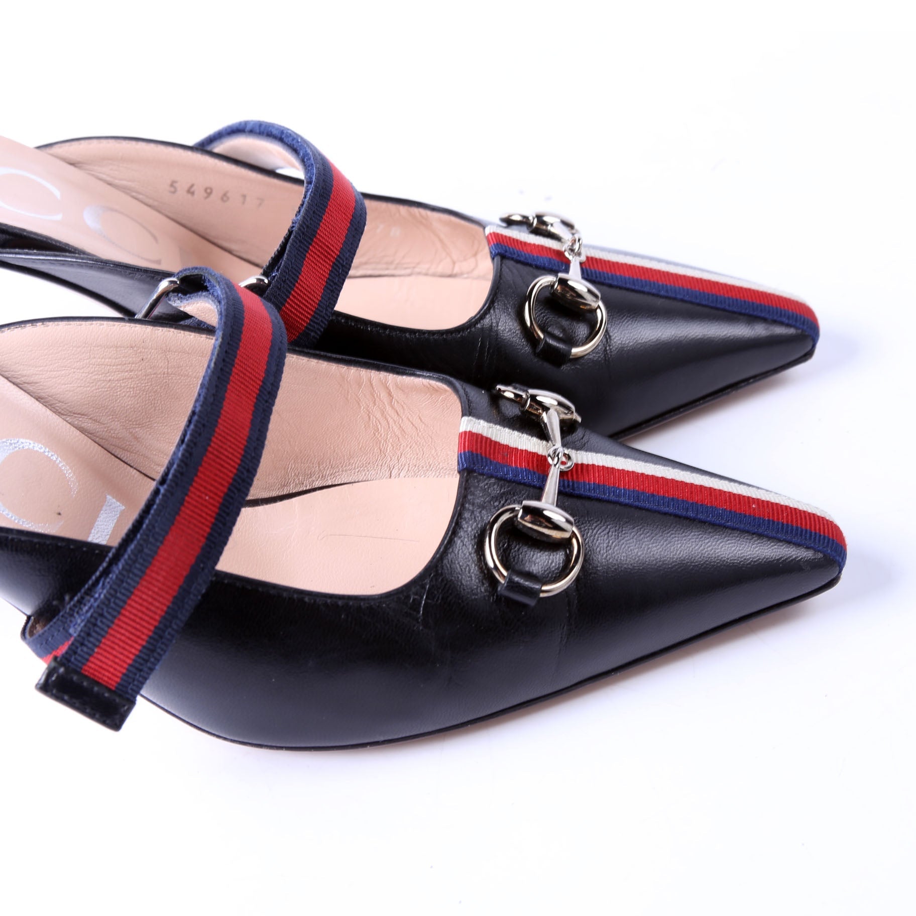 Horsebit Striped Mules Size 36.5 Black