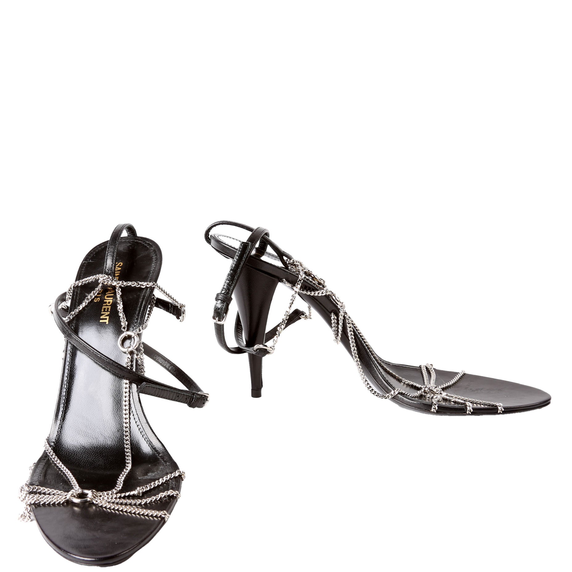 Cristal Chain Link Sandals Size 40 Black