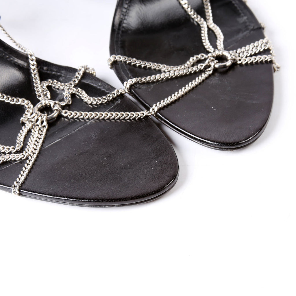 Cristal Chain Link Sandals Size 40 Black