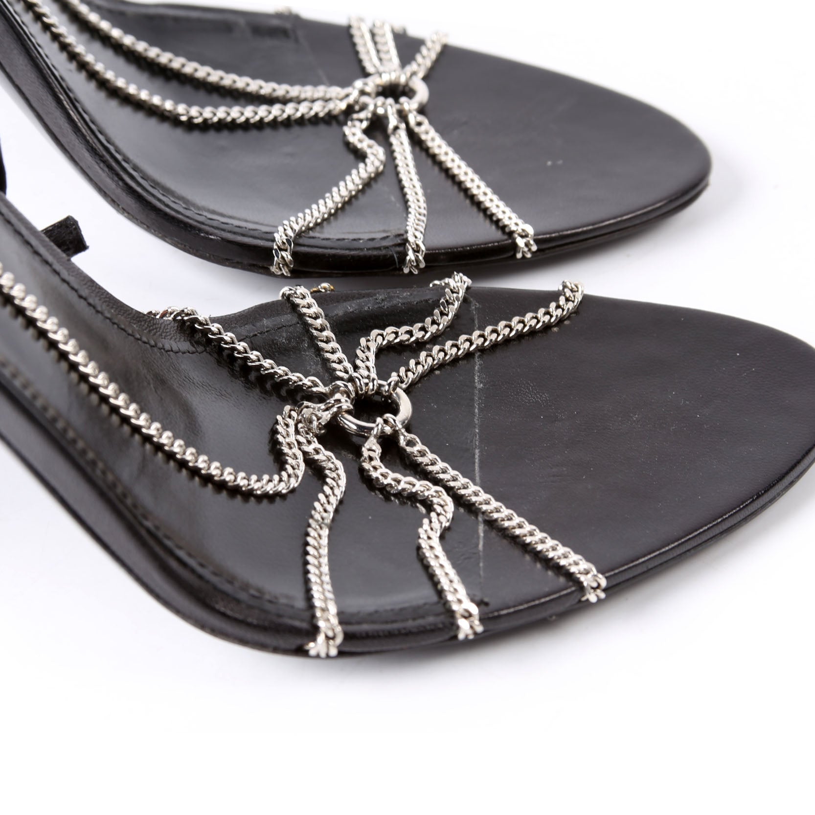 Cristal Chain Link Sandals Size 40 Black