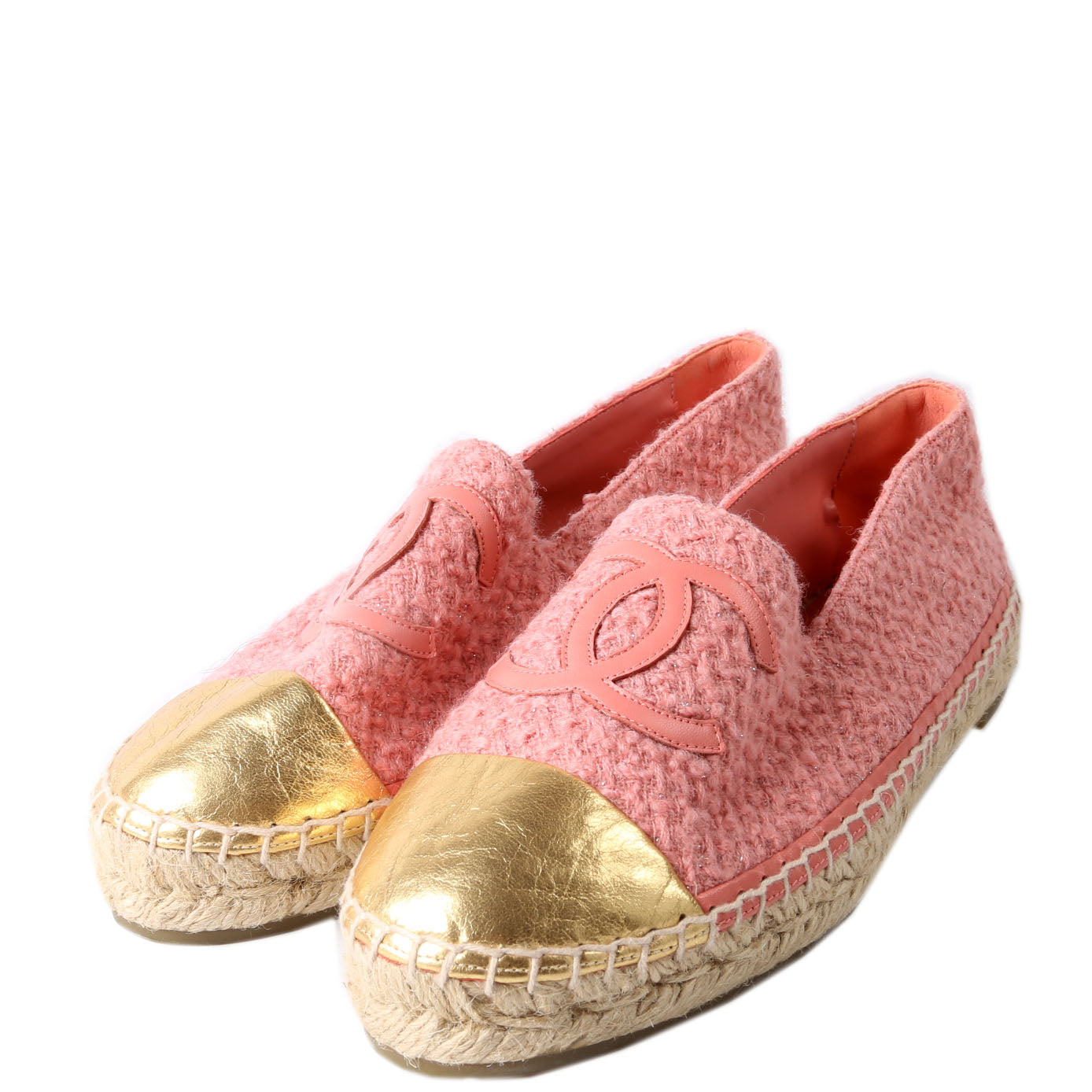Tweed CC Espadrilles Size 40 Pink