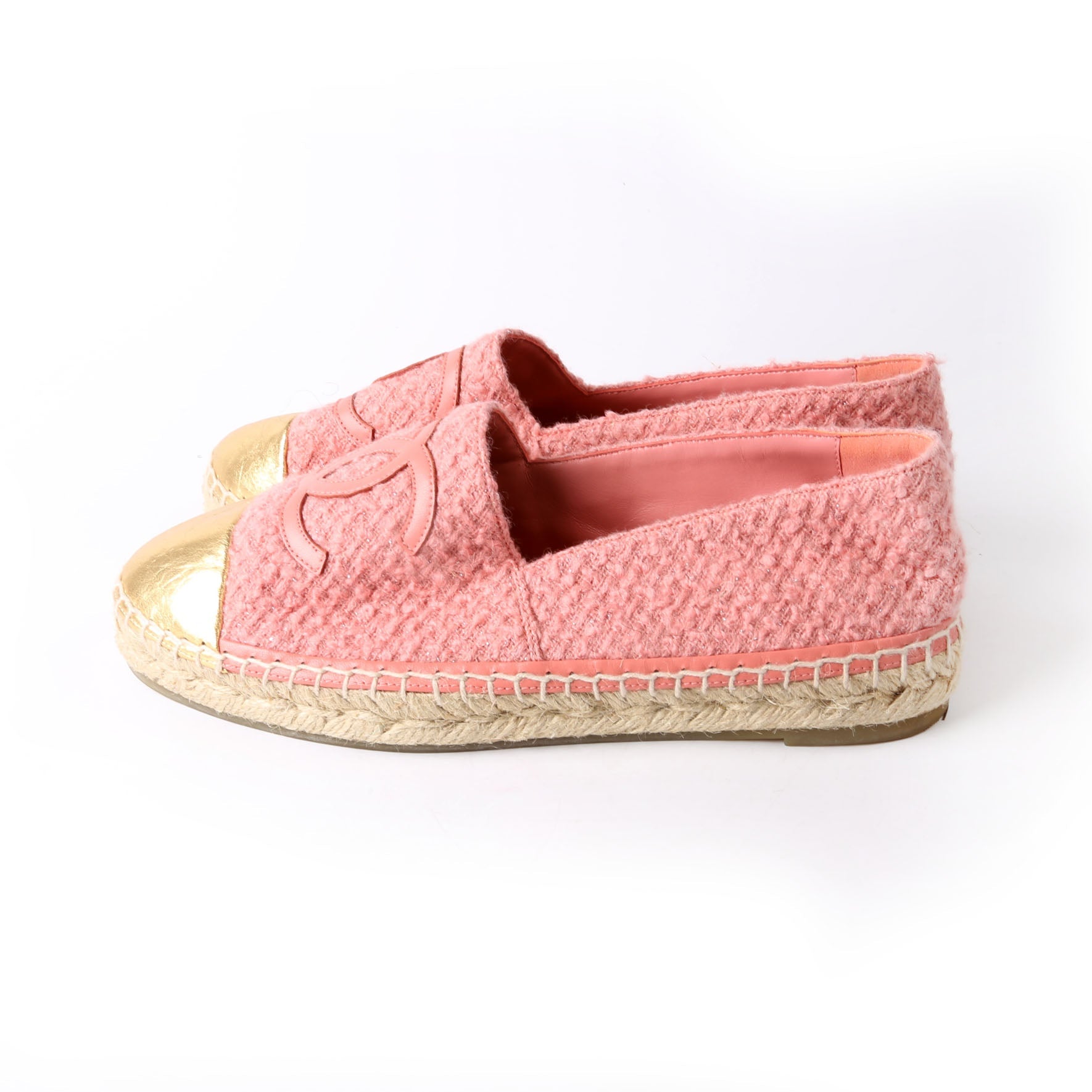 Tweed CC Espadrilles Size 40 Pink