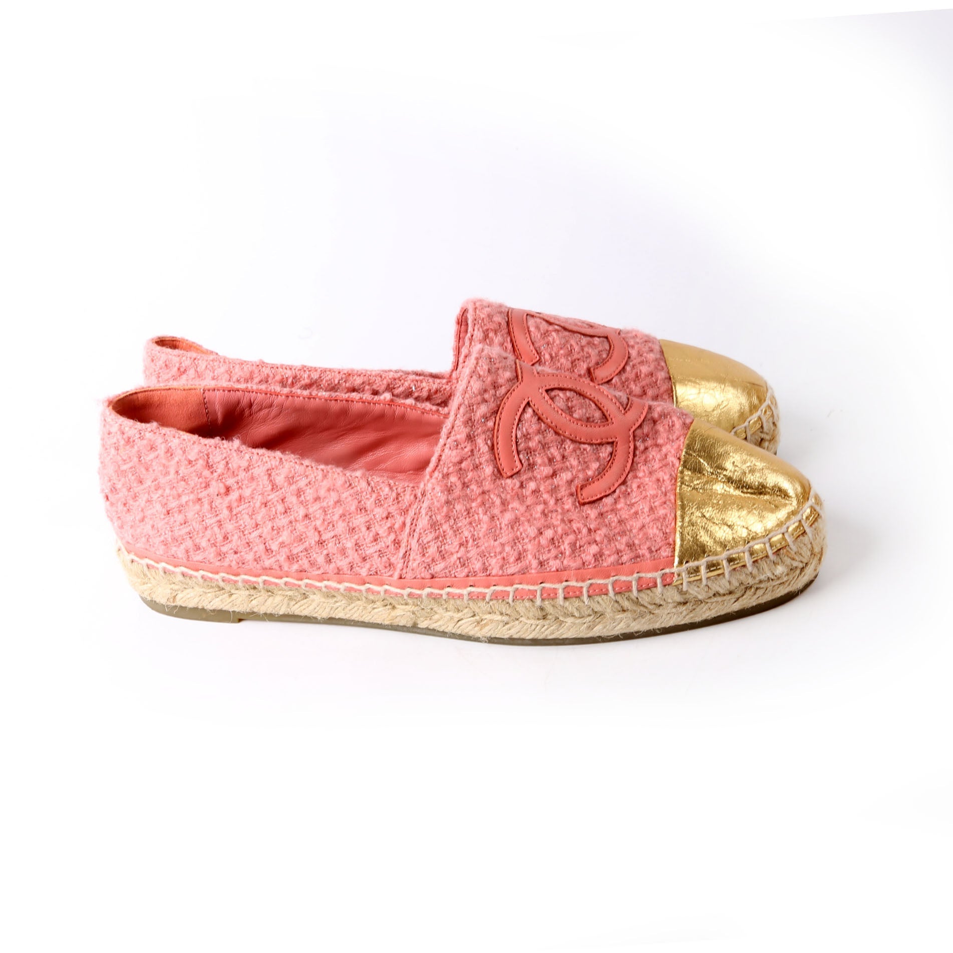 Tweed CC Espadrilles Size 40 Pink