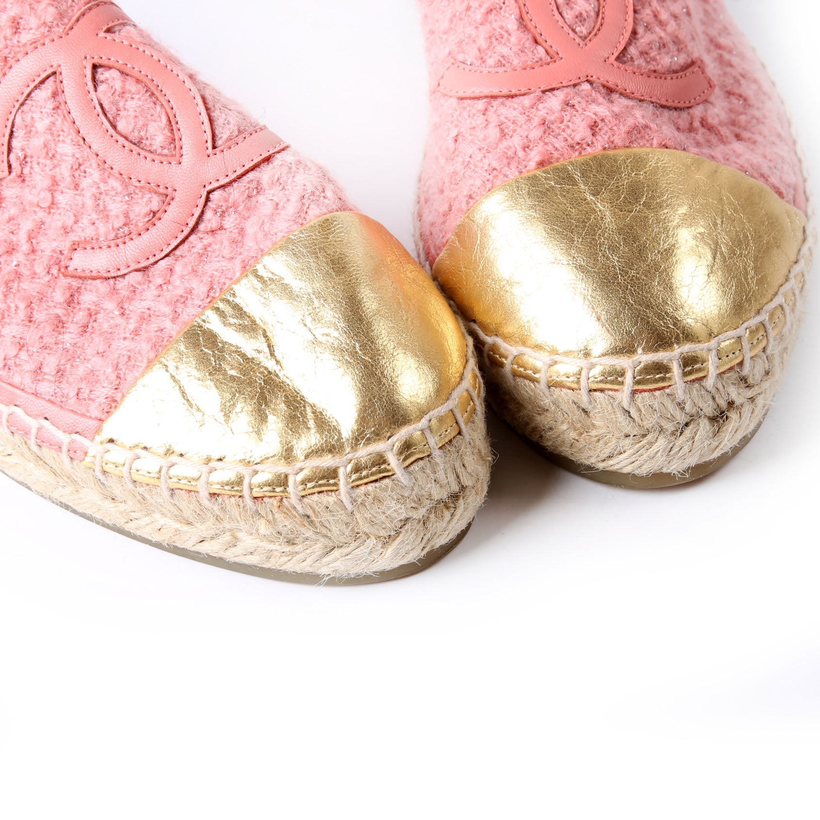 Tweed CC Espadrilles Size 40 Pink