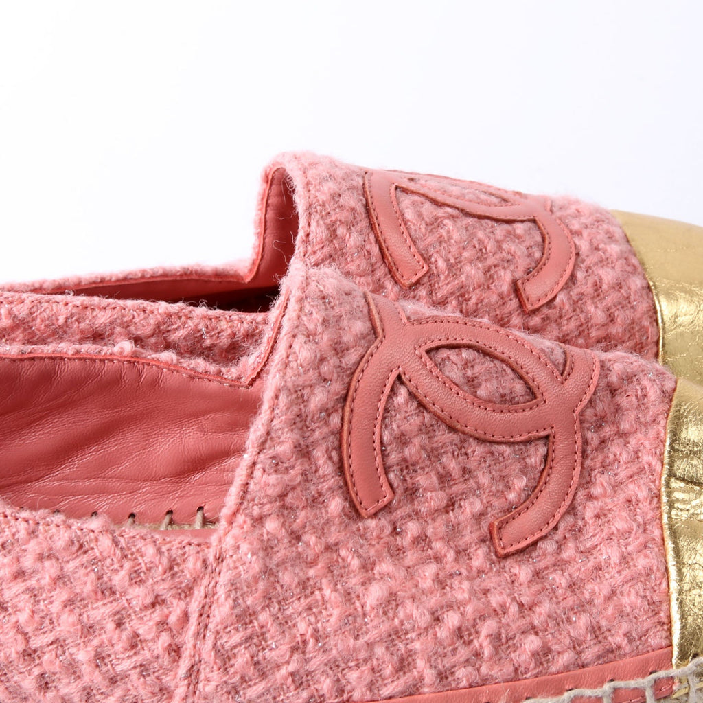 Tweed CC Espadrilles Size 40 Pink