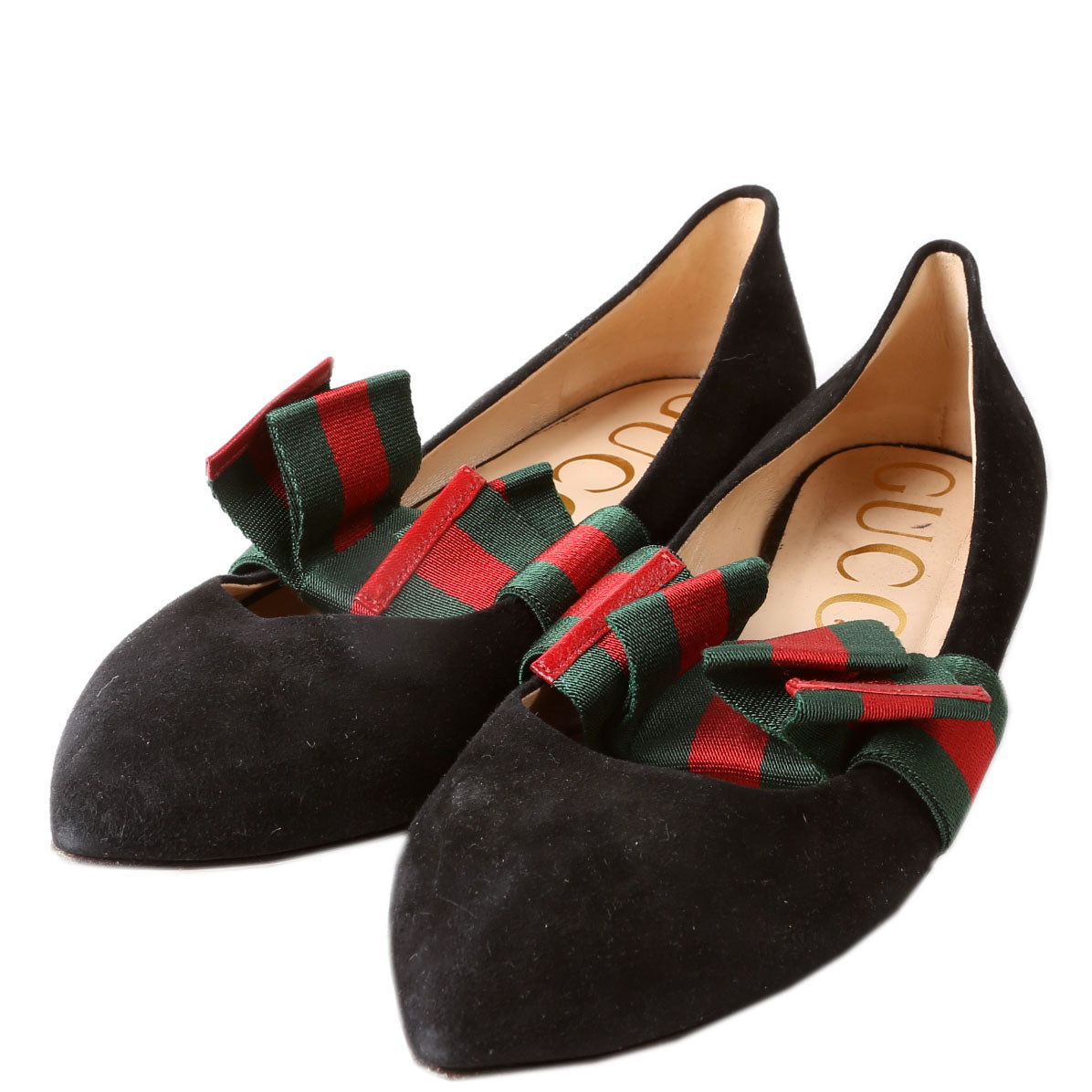 Gucci Sylvie Suede Web Mary Jane Flats Size 40 Black