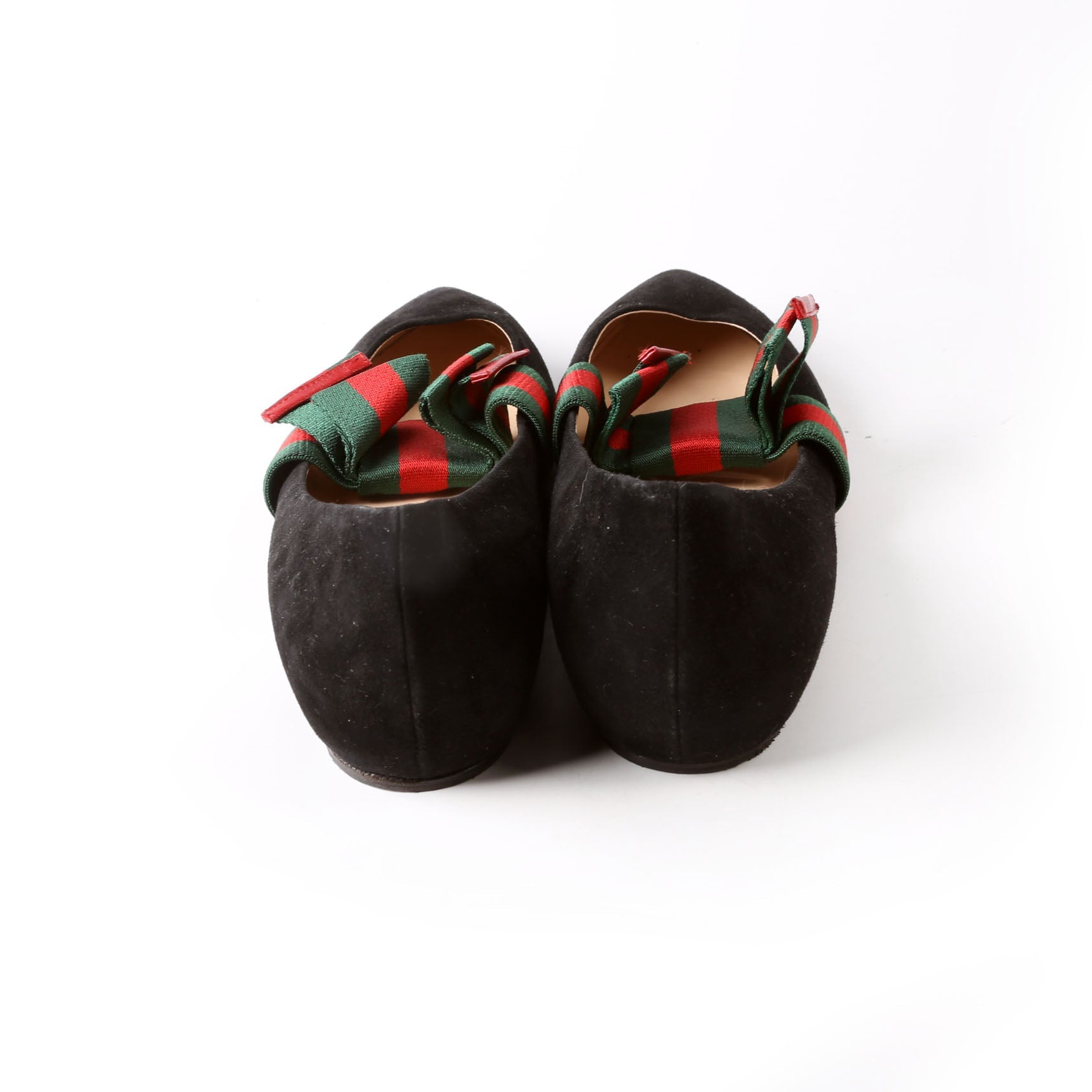 Gucci Sylvie Suede Web Mary Jane Flats Size 40 Black